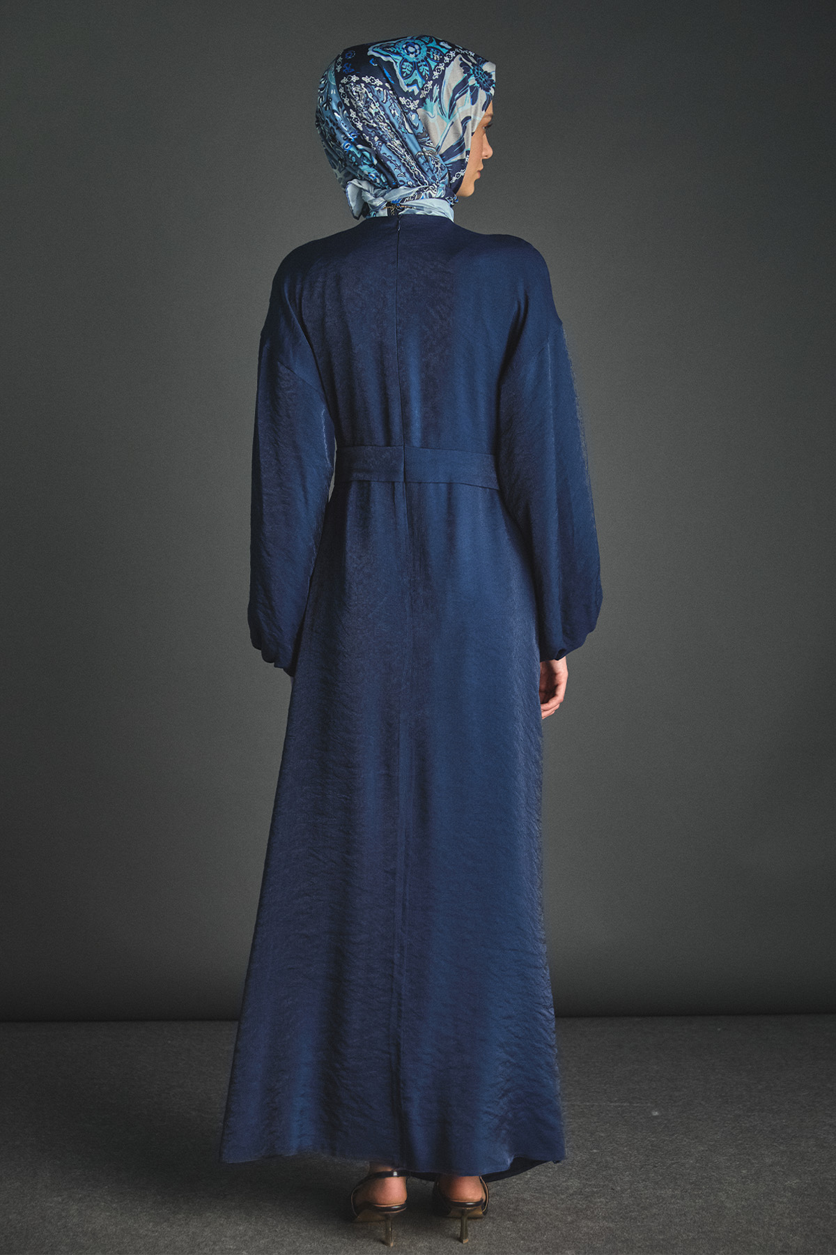 Drape Detaylı Jakarlı Elbise