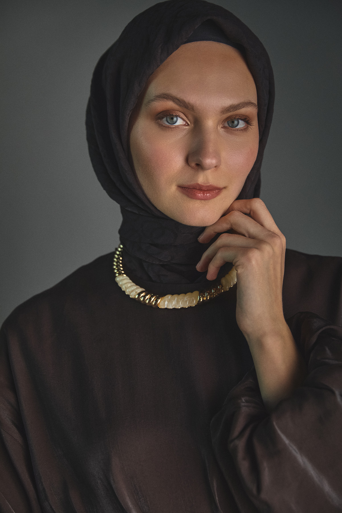 Drape Detaylı Jakarlı Elbise