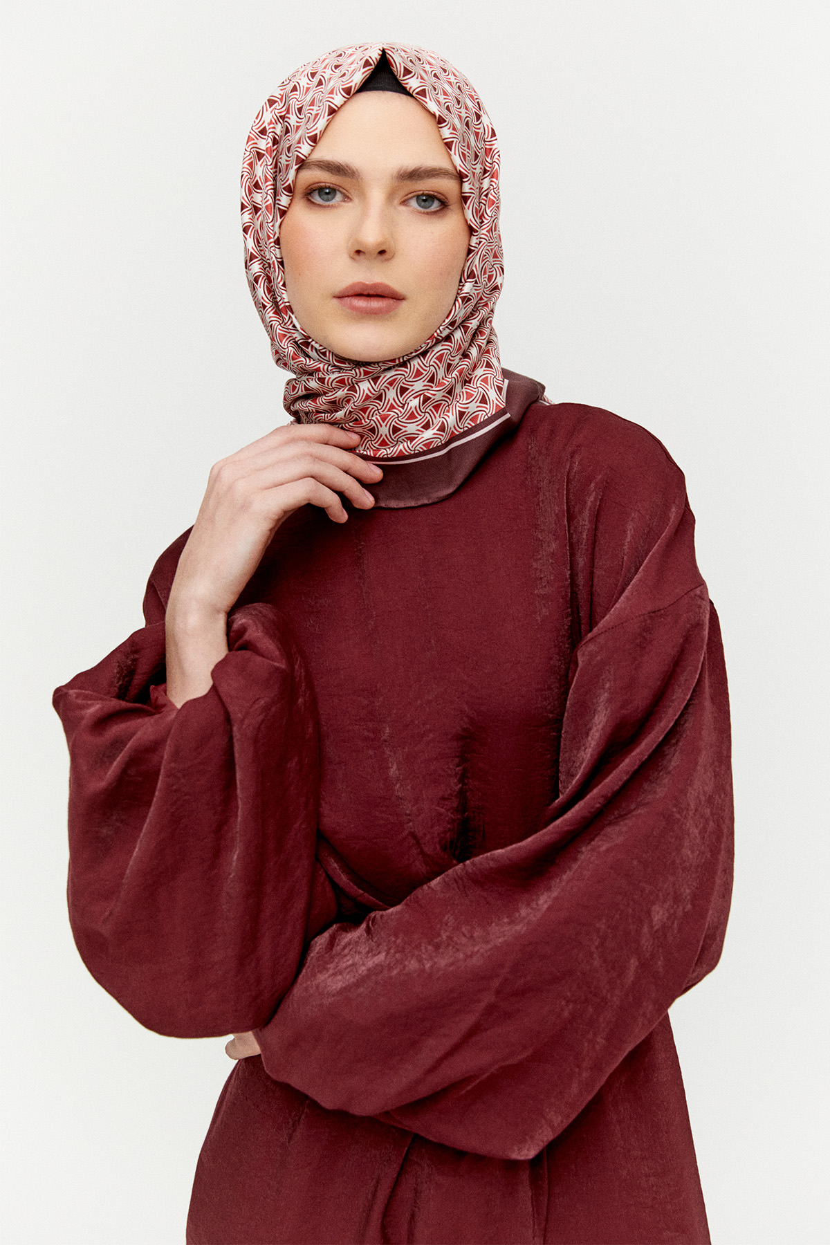 Drape Detaylı Jakarlı Elbise