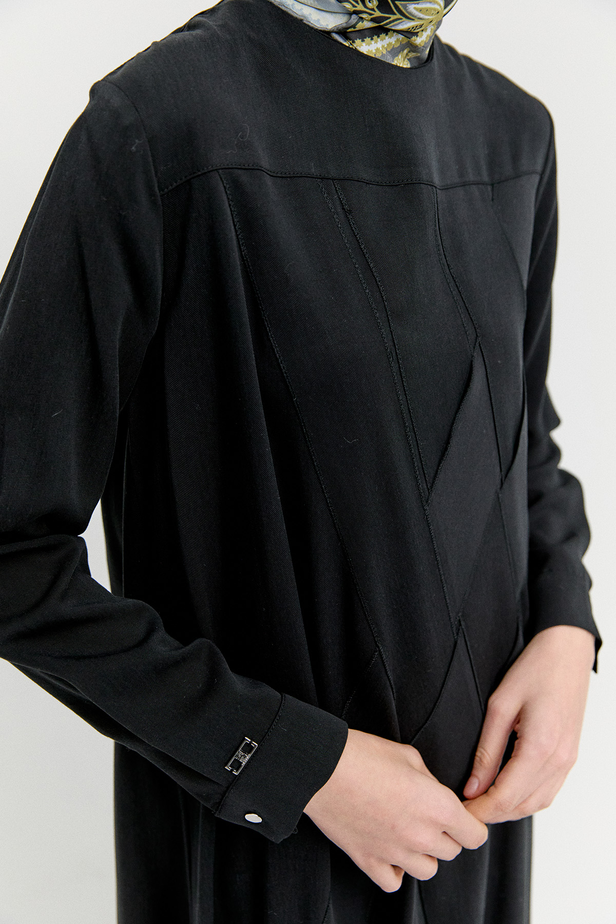 Geometrik Motifli Lyocell Elbise, Tesettür Giyim