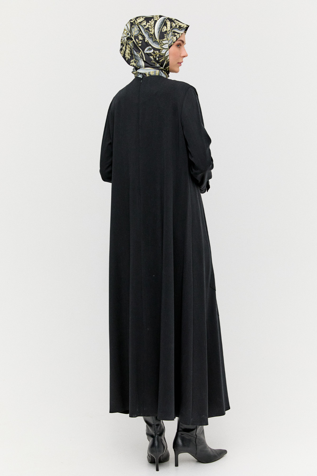 Geometrik Motifli Lyocell Elbise, Tesettür Giyim