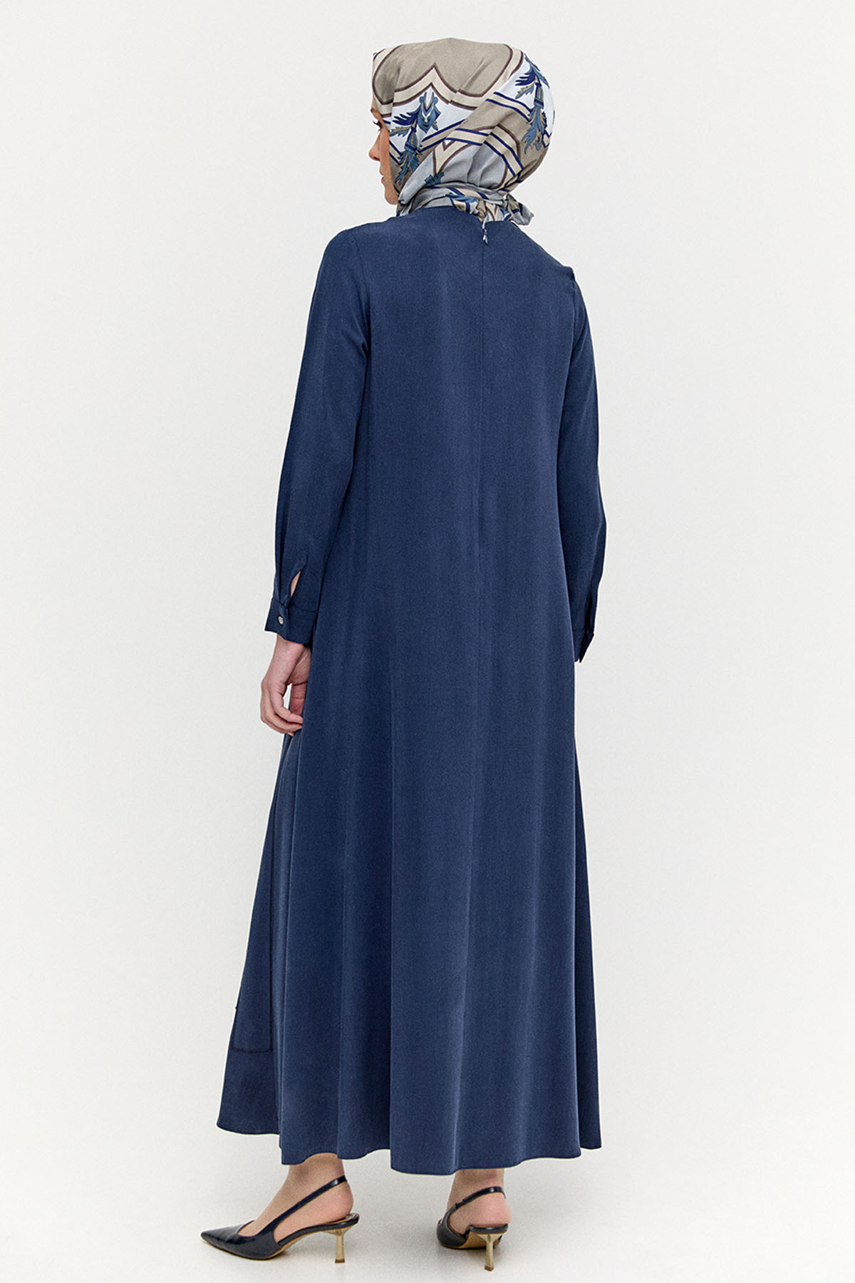 Geometrik Motifli Lyocell Elbise, Tesettür Giyim