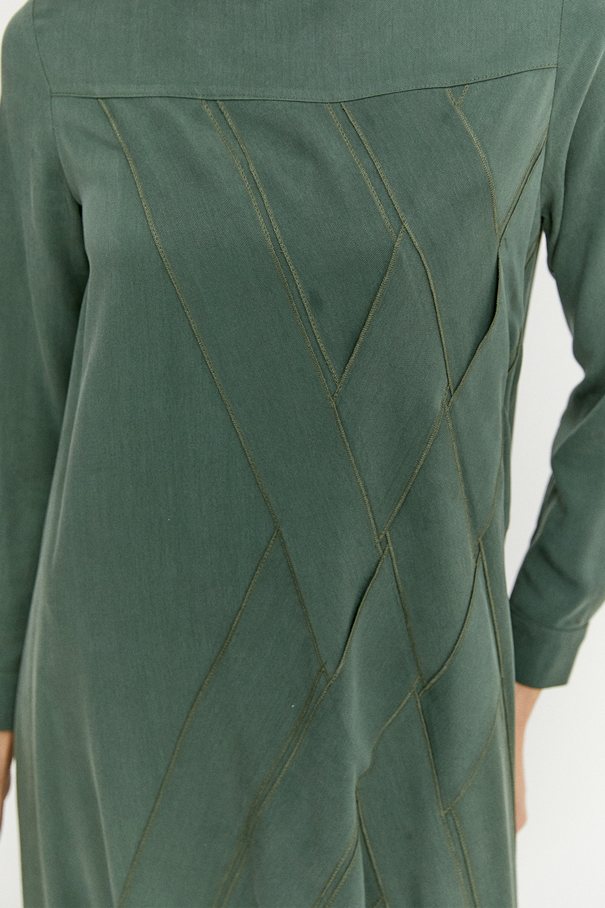 Geometrik Motifli Lyocell Elbise, Tesettür Giyim