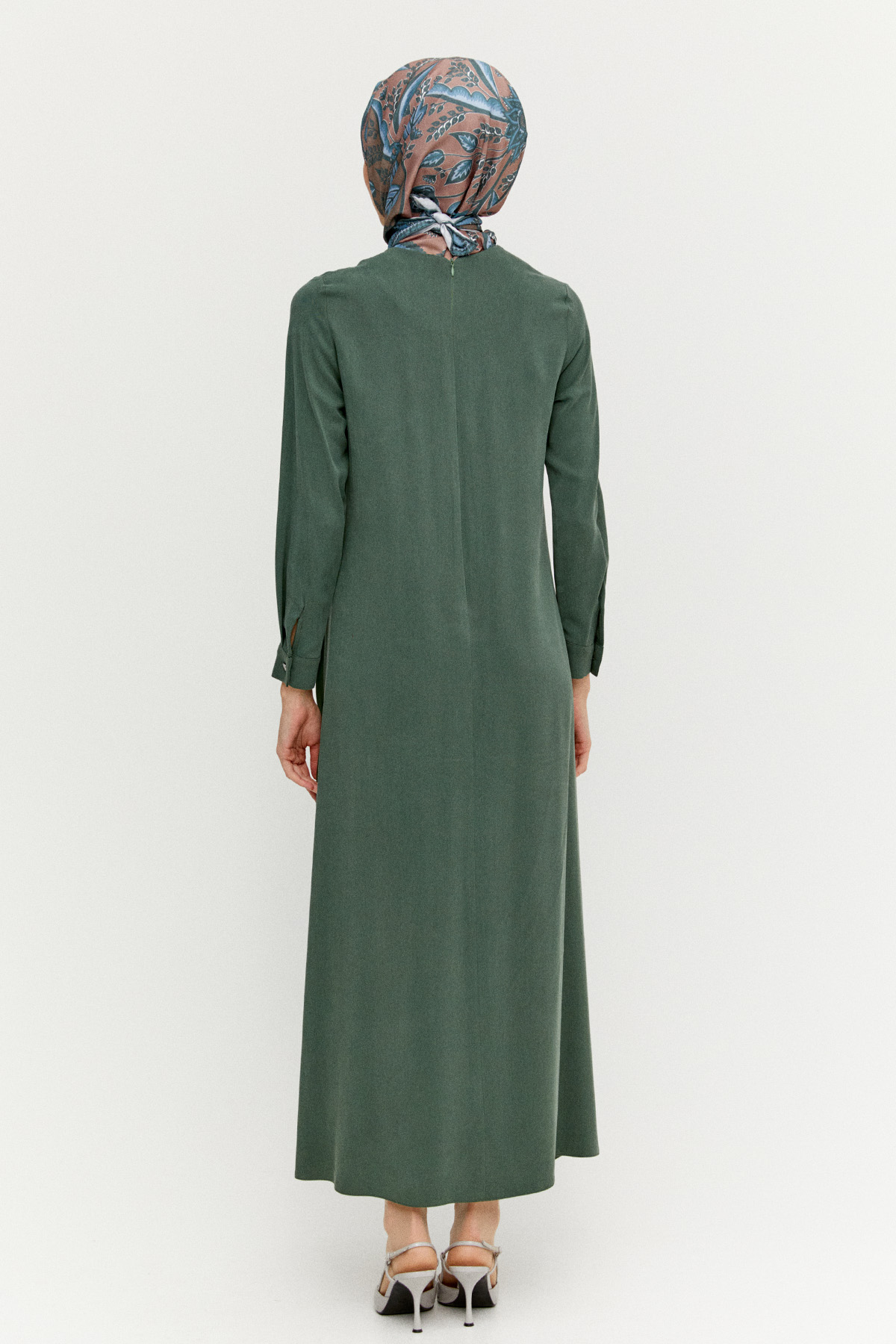 Geometrik Motifli Lyocell Elbise, Tesettür Giyim