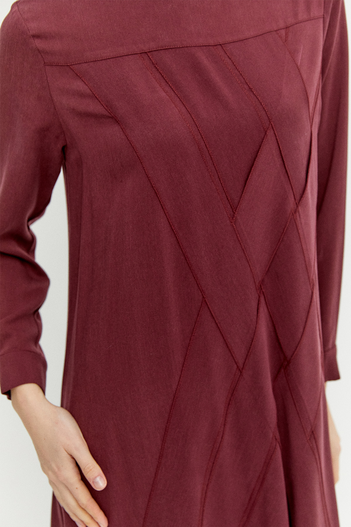 Geometrik Motifli Lyocell Elbise, Tesettür Giyim