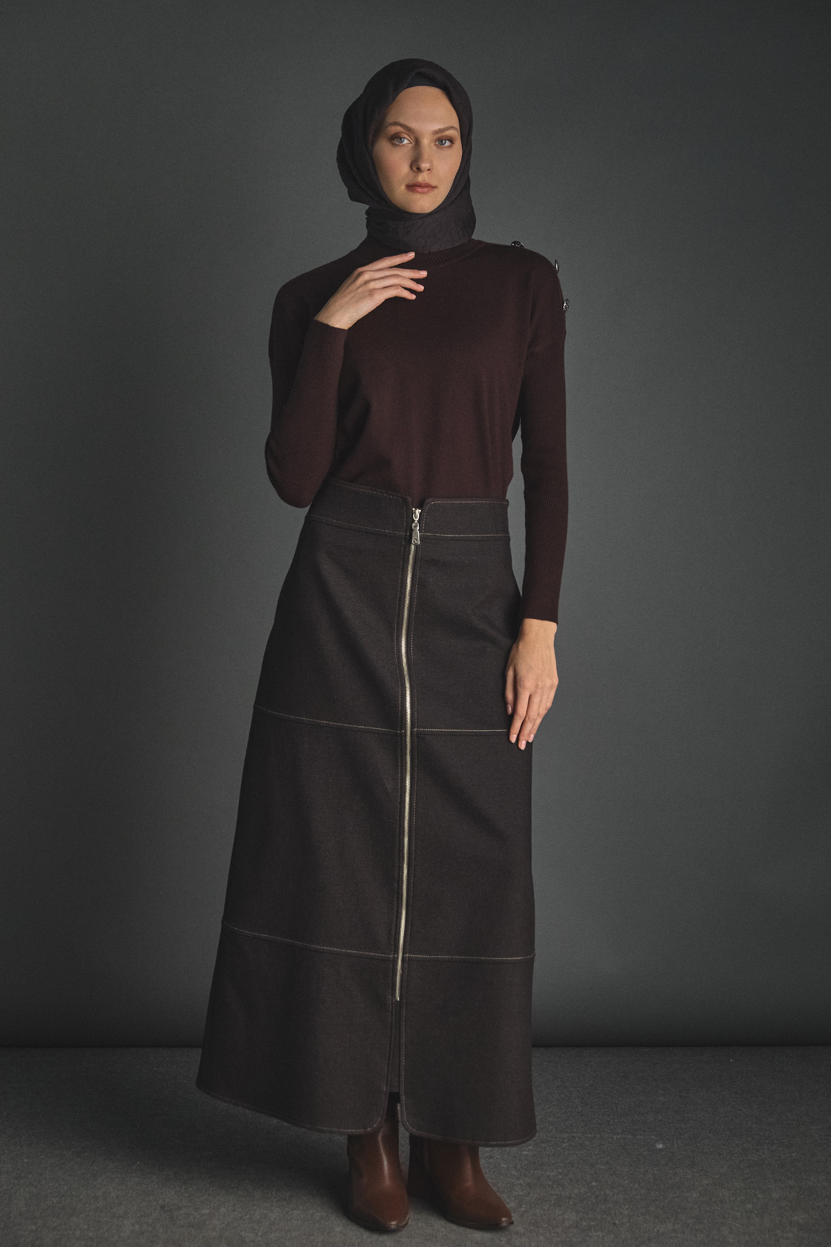 Süs Fermuarlı Etek