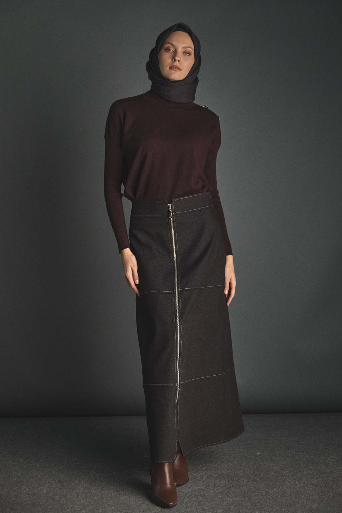 Süs Fermuarlı Etek