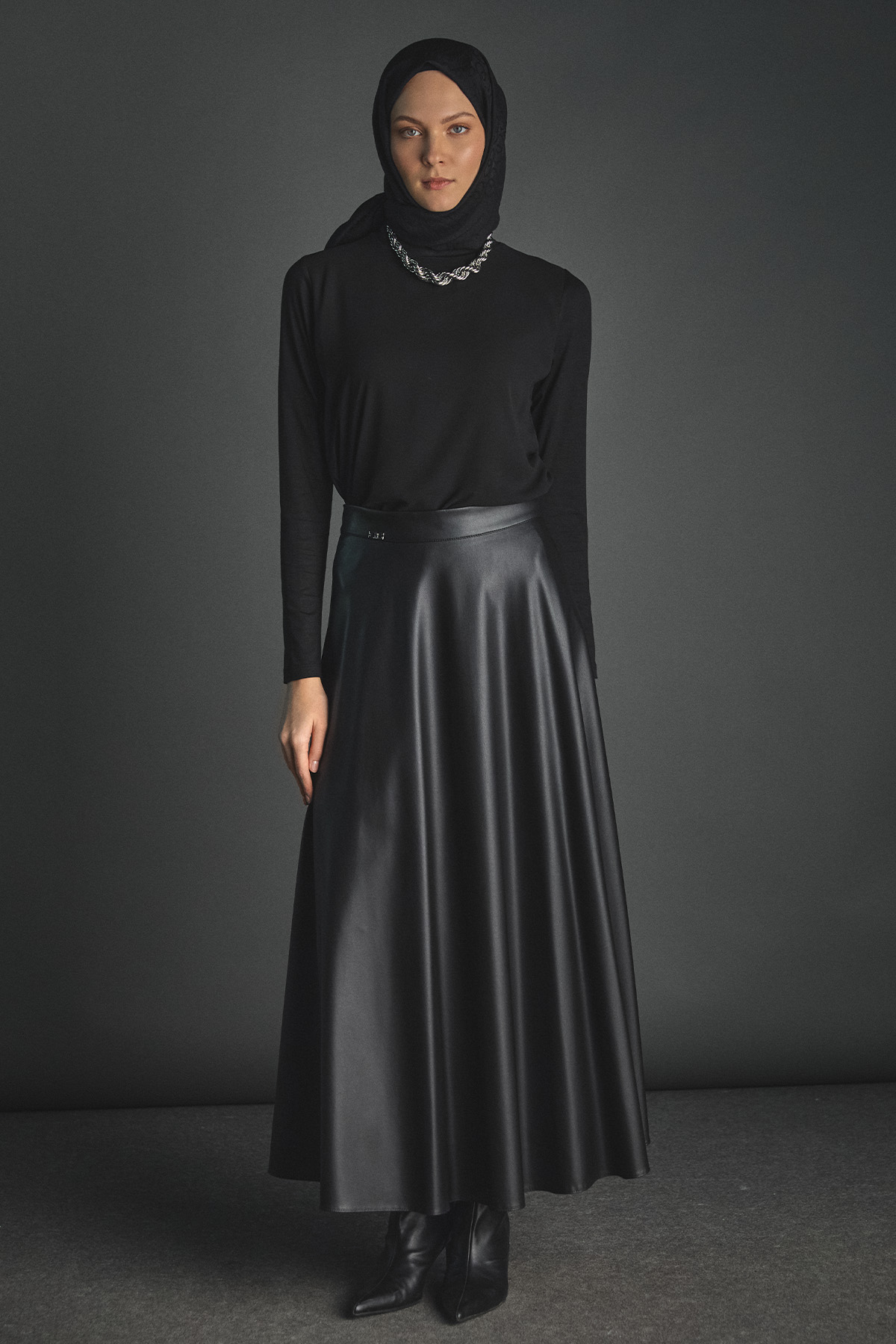 Suni Deri Kloş Etek