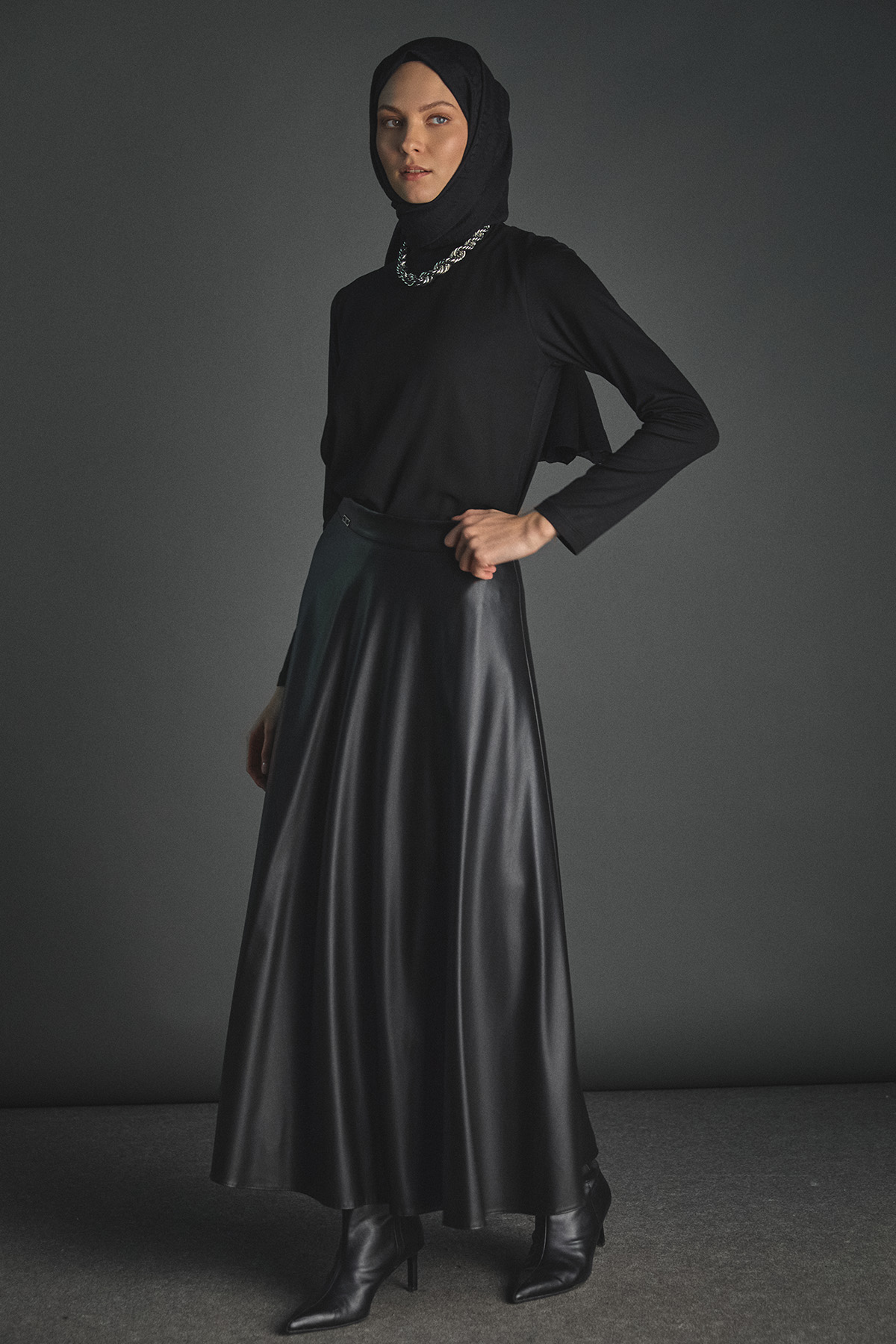 Suni Deri Kloş Etek