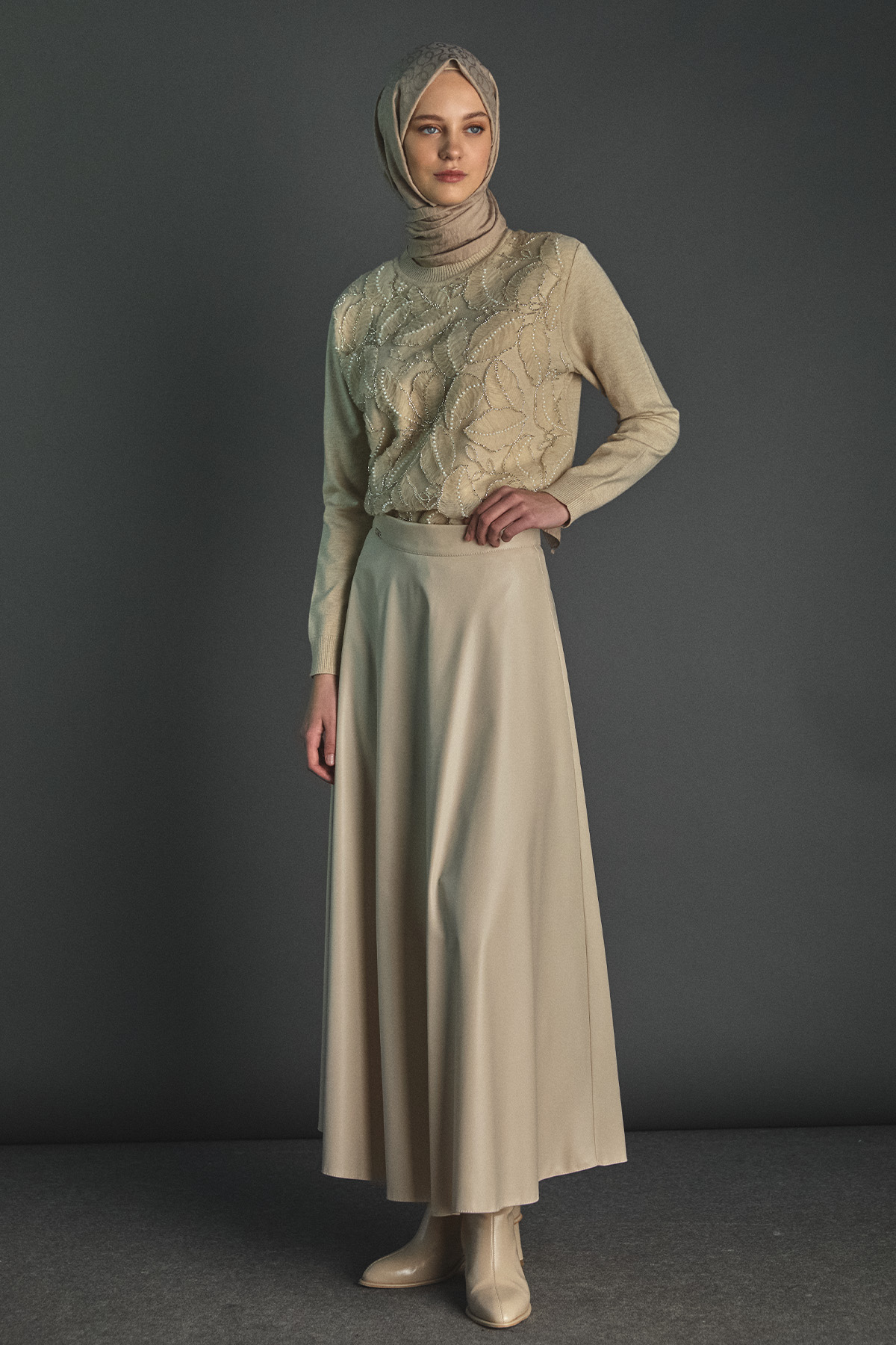 Suni Deri Kloş Etek