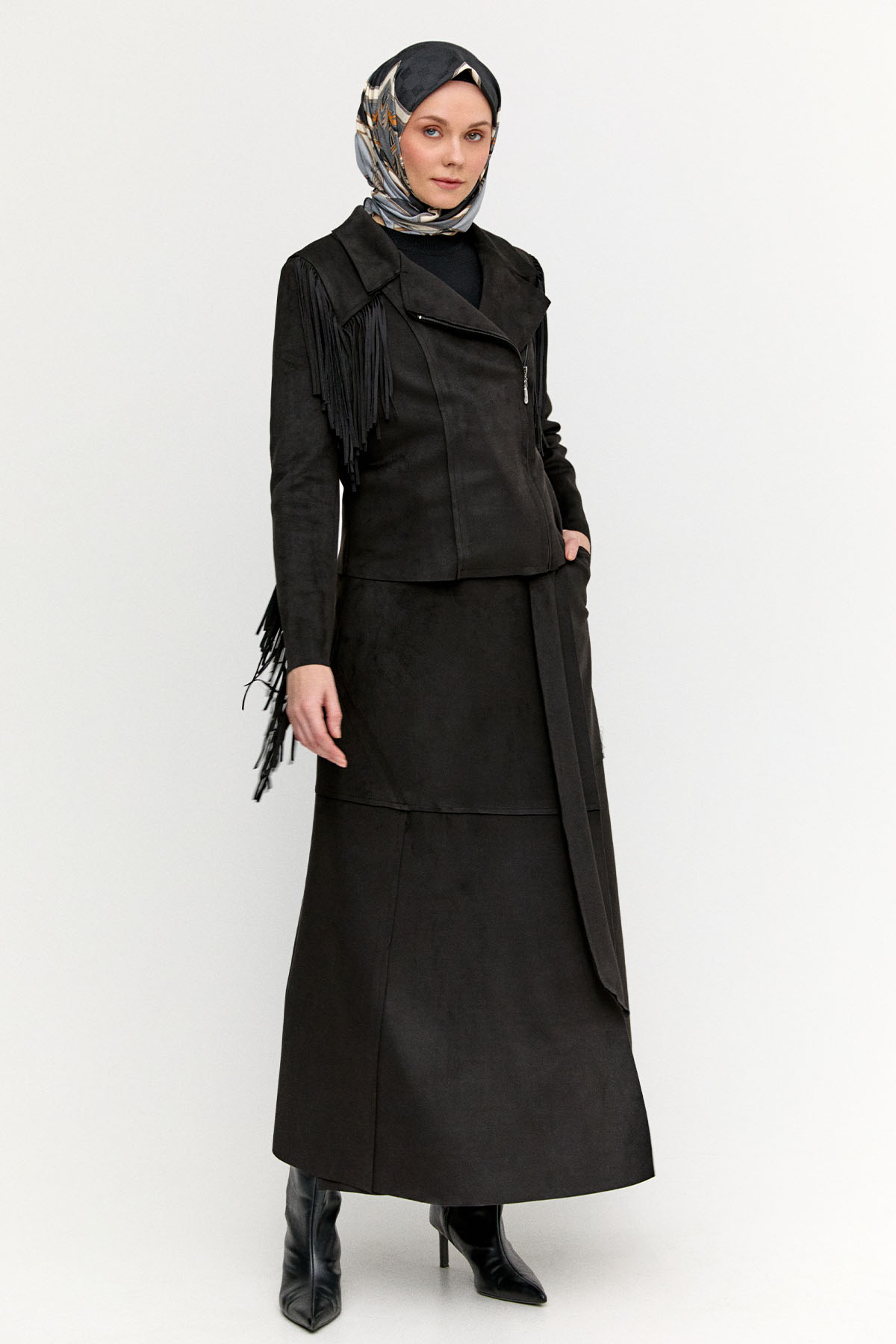 Süet Görünümlü Anvelop Etek, Tesettür Giyim