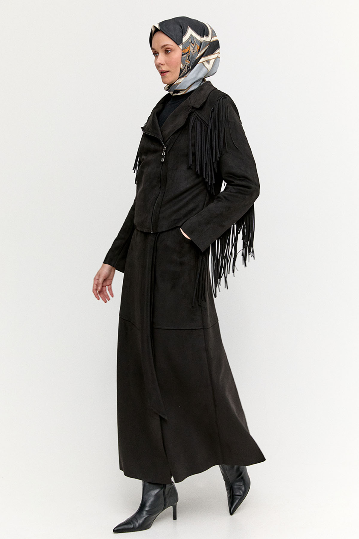 Süet Görünümlü Anvelop Etek, Tesettür Giyim