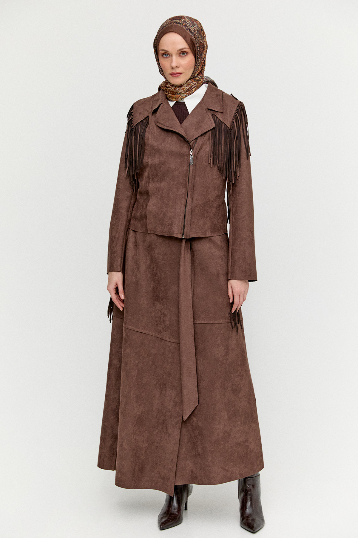 Süet Görünümlü Anvelop Etek, Tesettür Giyim