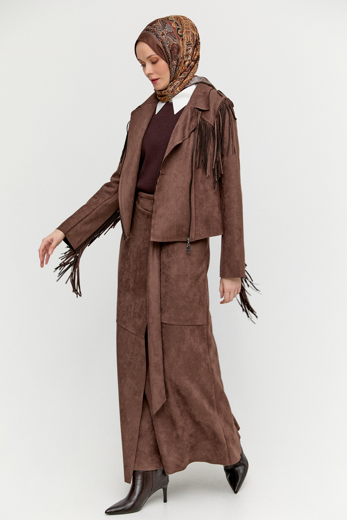 Süet Görünümlü Anvelop Etek, Tesettür Giyim