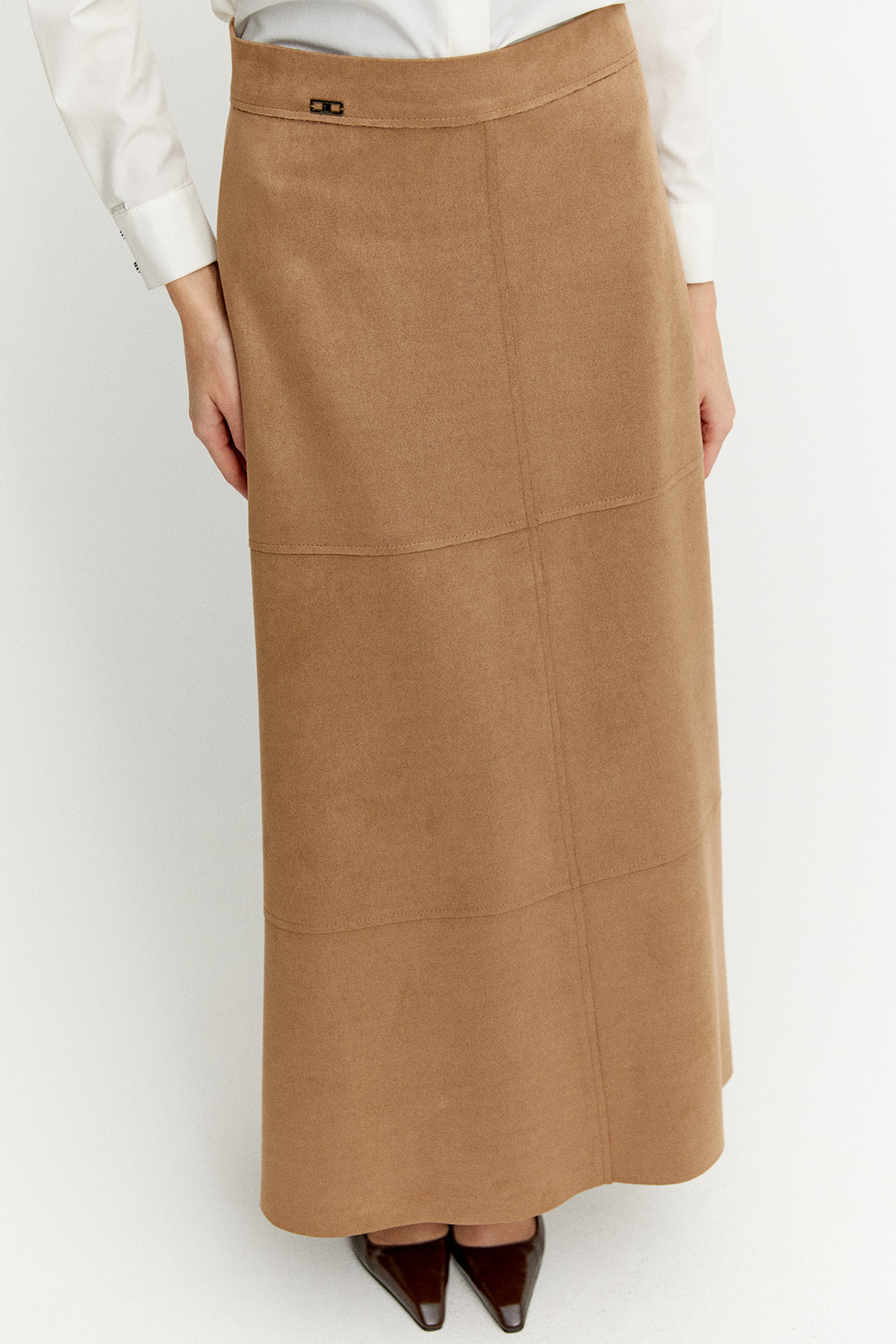 Parçalı Süet Görünümlü Etek, Tesettür Giyim