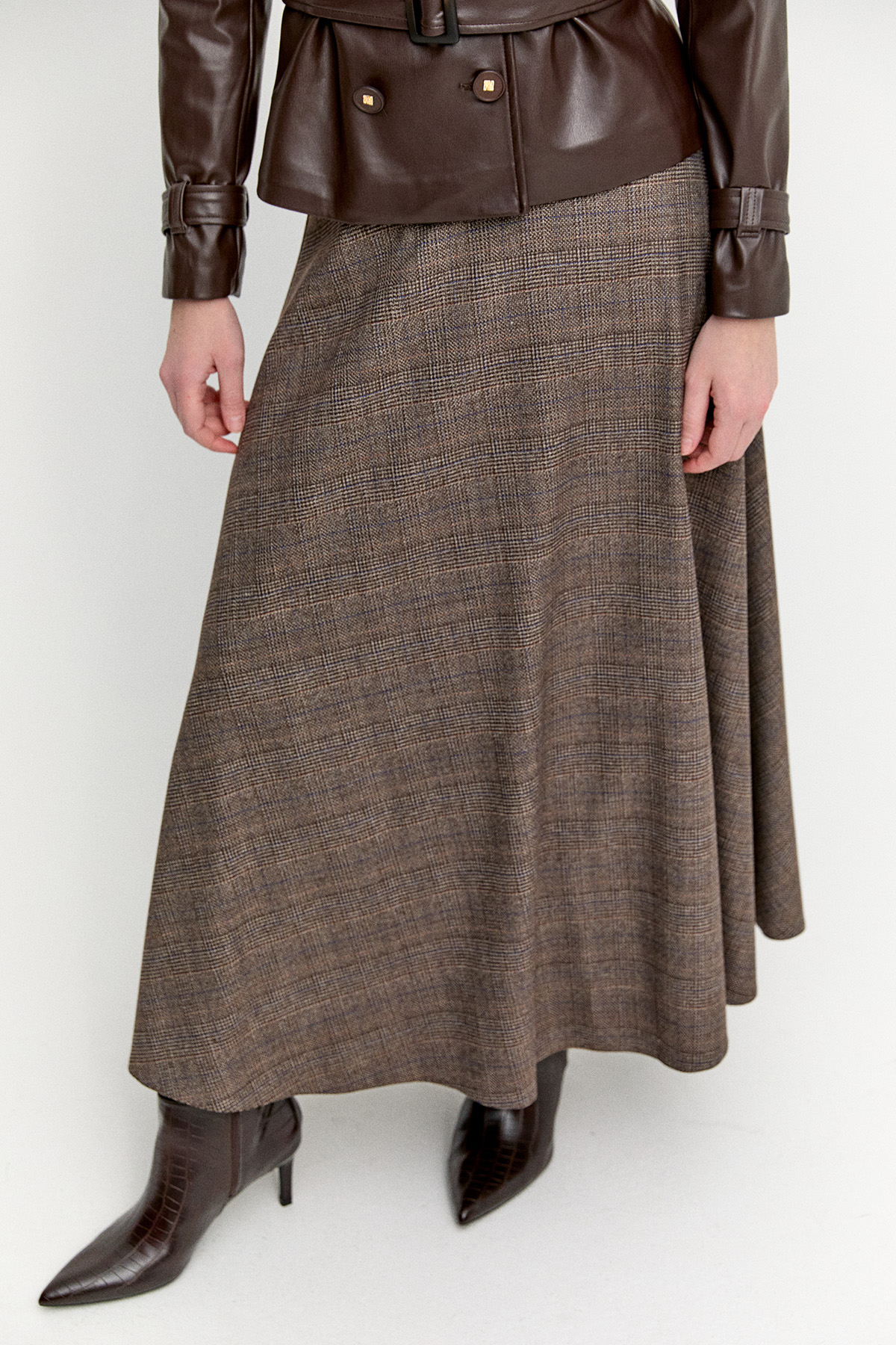 Ekose Evaze Midi Etek, Tesettür Giyim