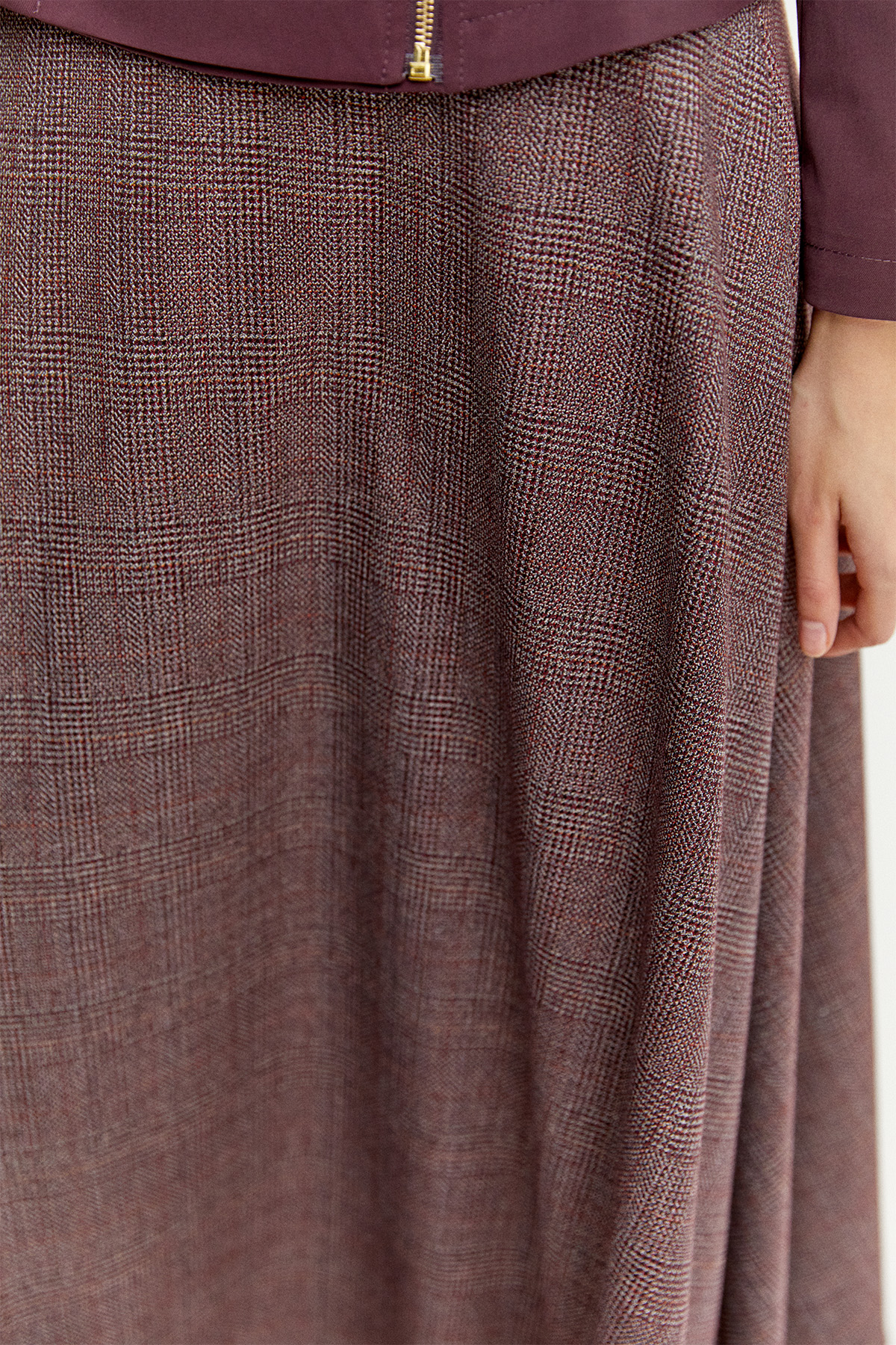 Ekose Evaze Midi Etek, Tesettür Giyim