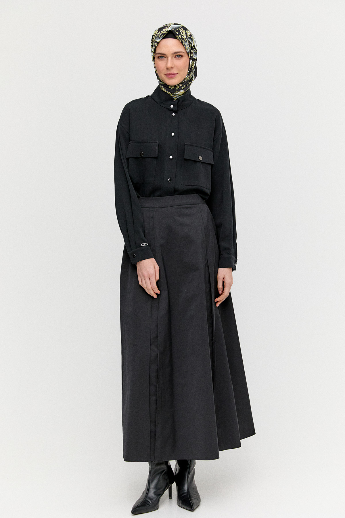 Çift Cepli Lyocell Gömlek, Tesettür Giyim