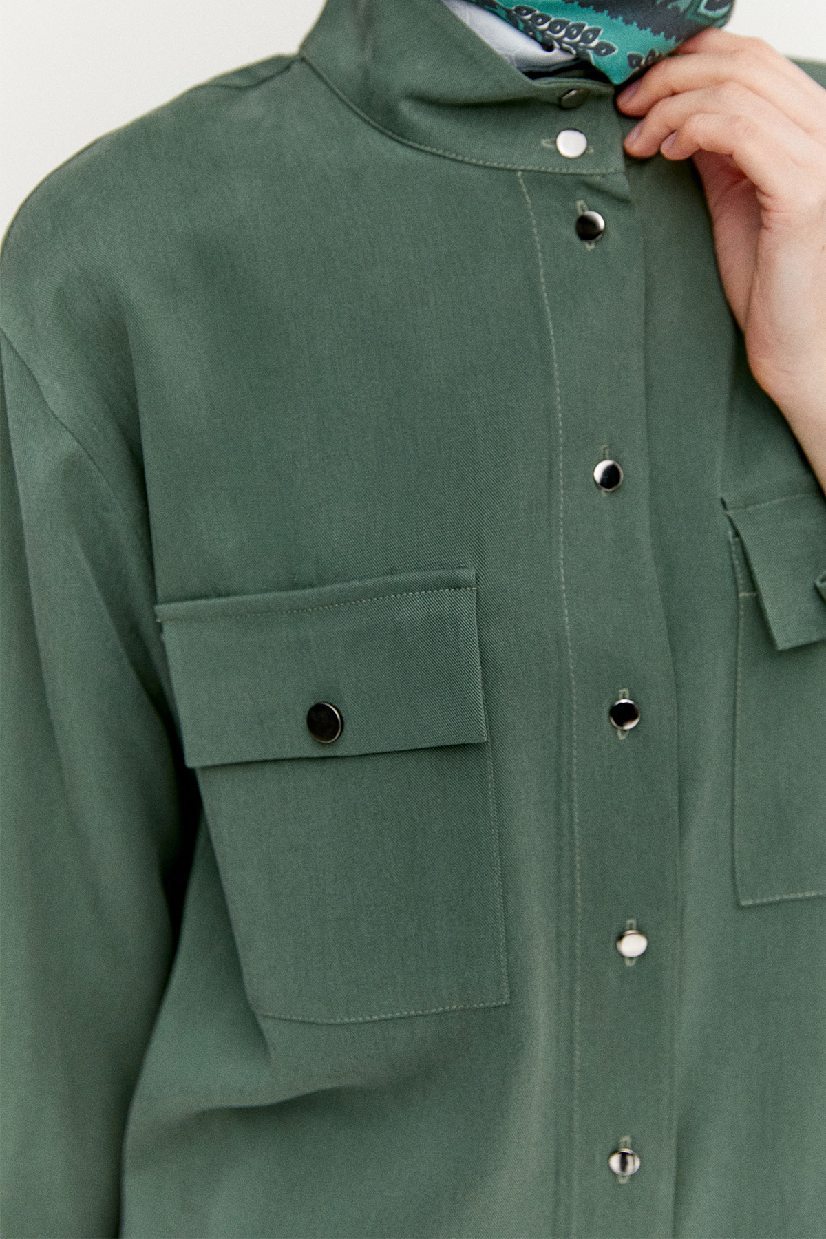 Çift Cepli Lyocell Gömlek, Tesettür Giyim