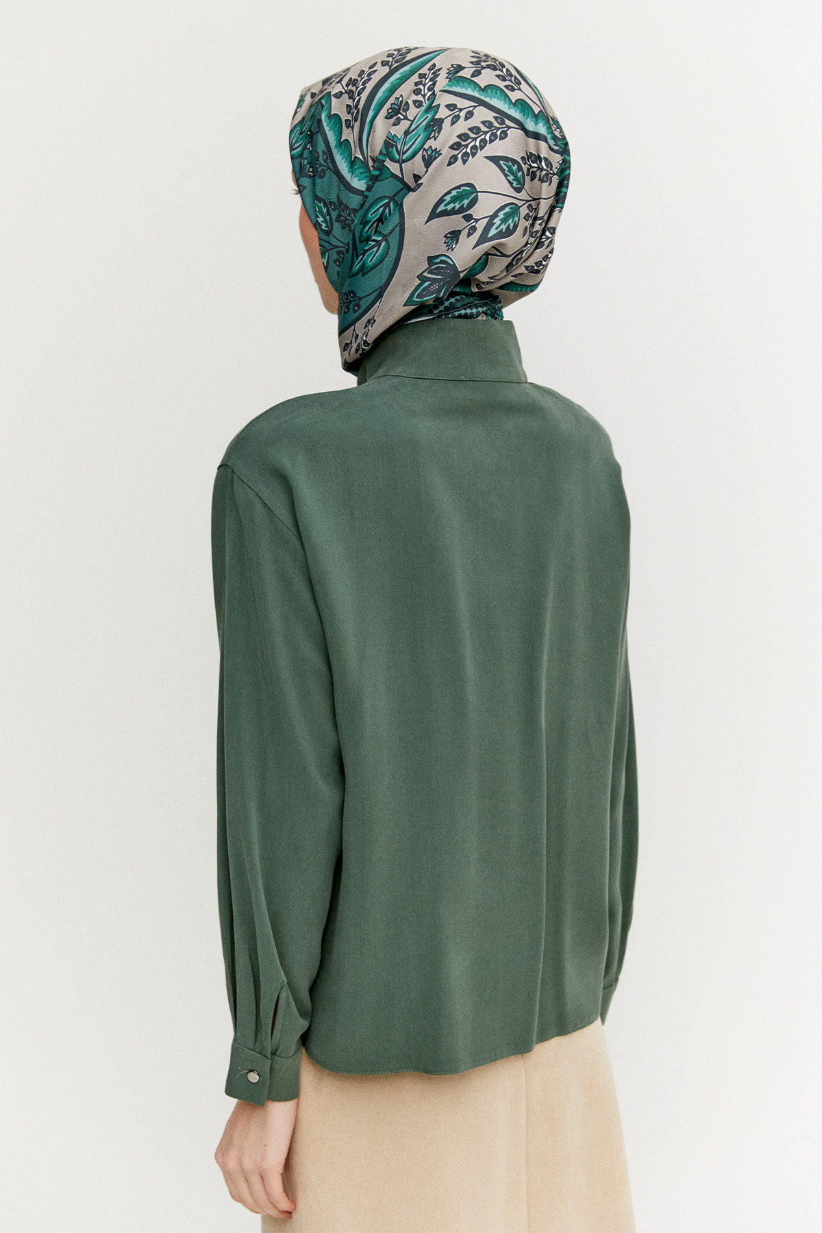 Çift Cepli Lyocell Gömlek, Tesettür Giyim