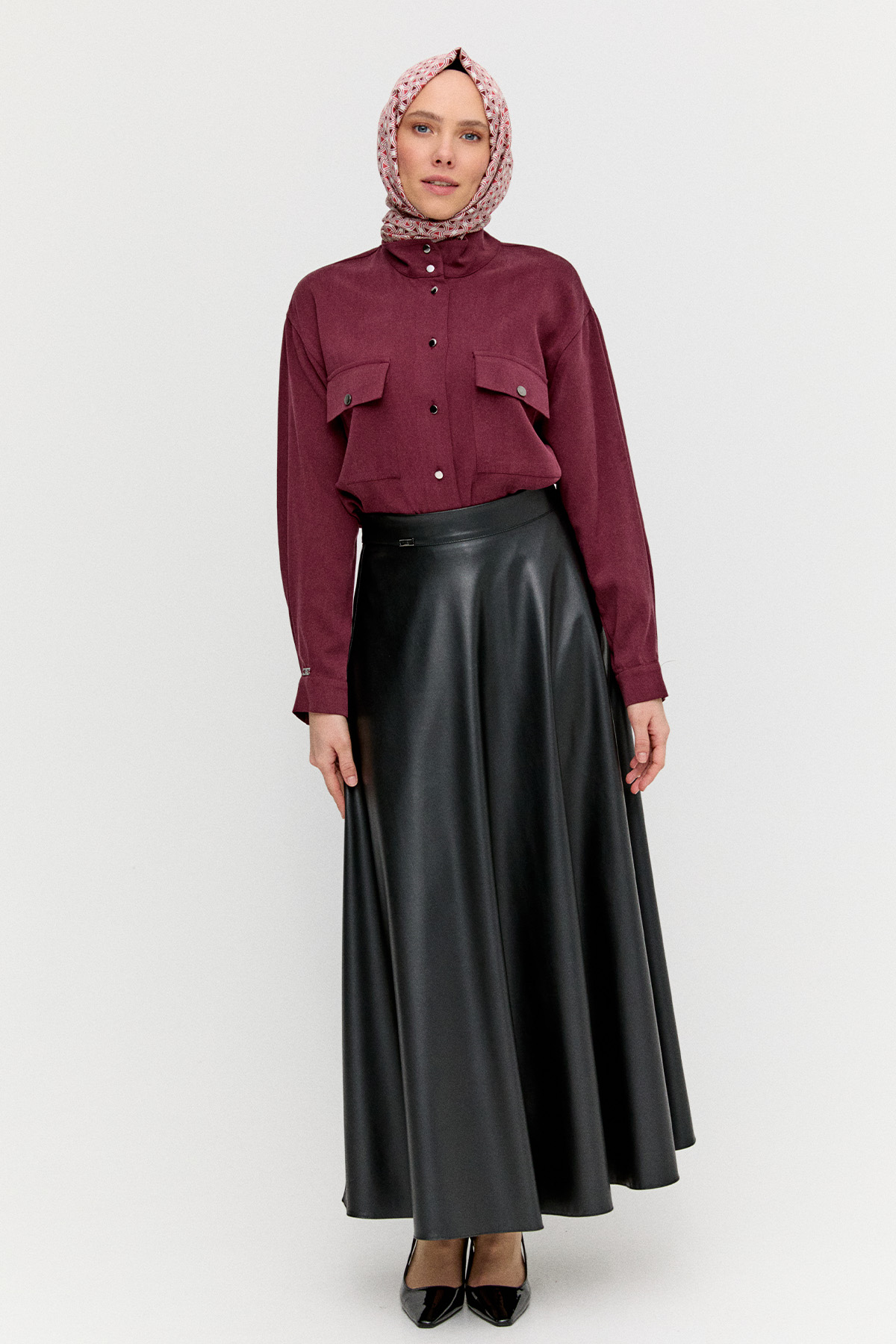 Çift Cepli Lyocell Gömlek, Tesettür Giyim