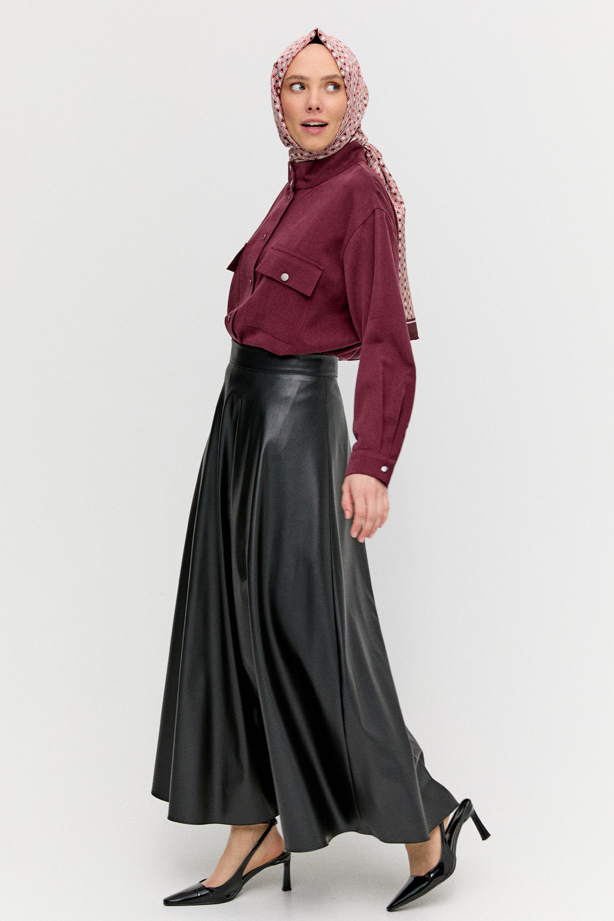 Çift Cepli Lyocell Gömlek, Tesettür Giyim