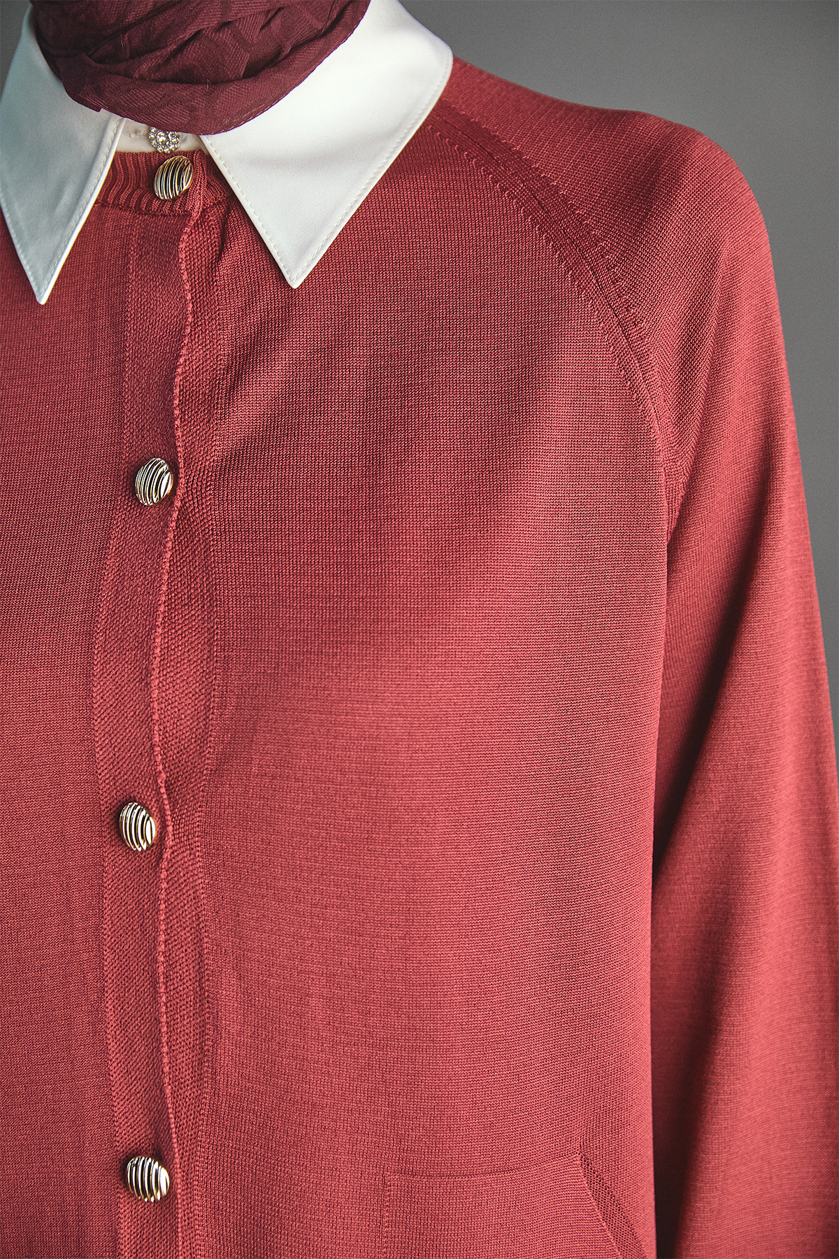 Lastik Manşetli Uzun Triko Hırka