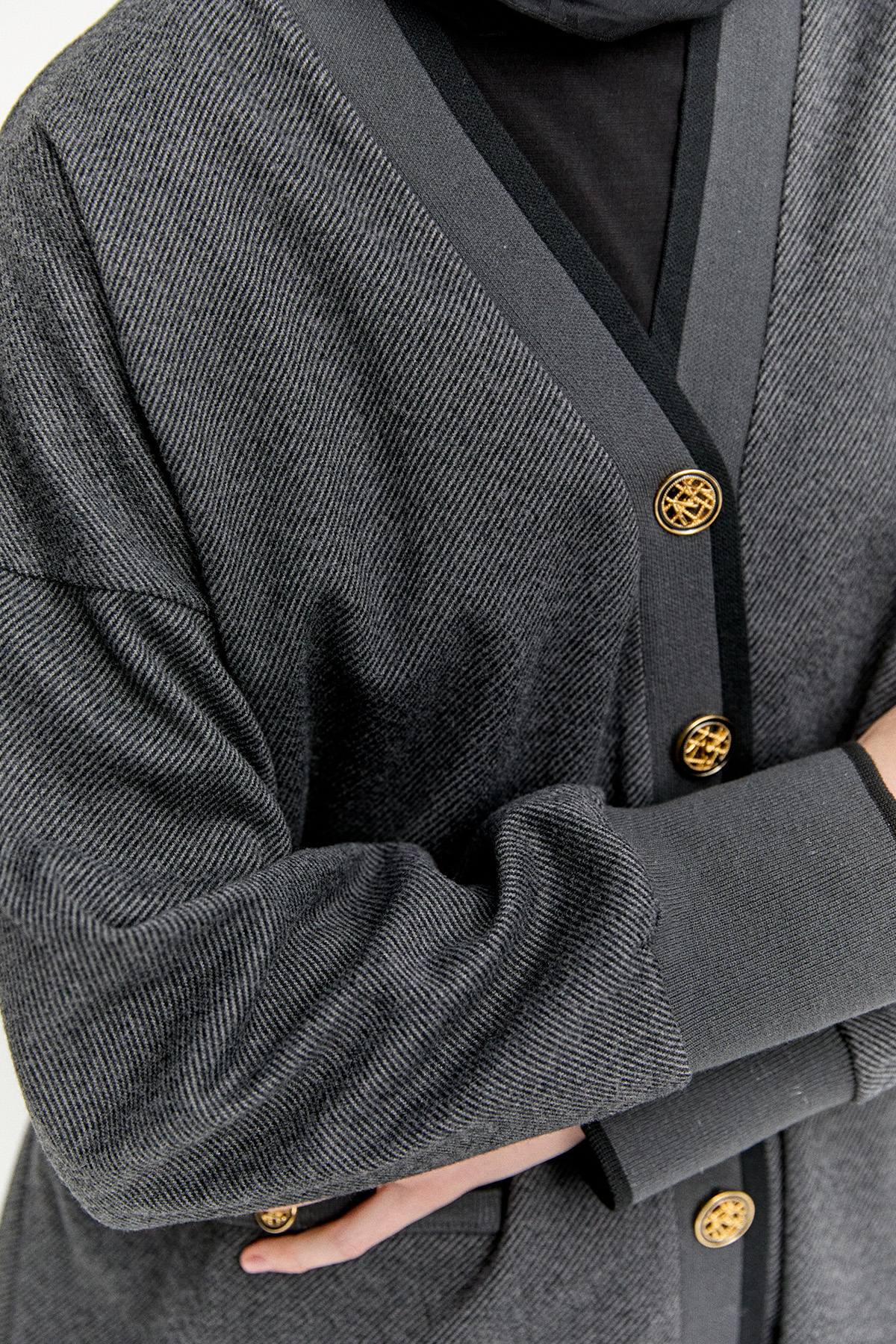 Düğme Detaylı Ribanalı Hırka, Tesettür Giyim