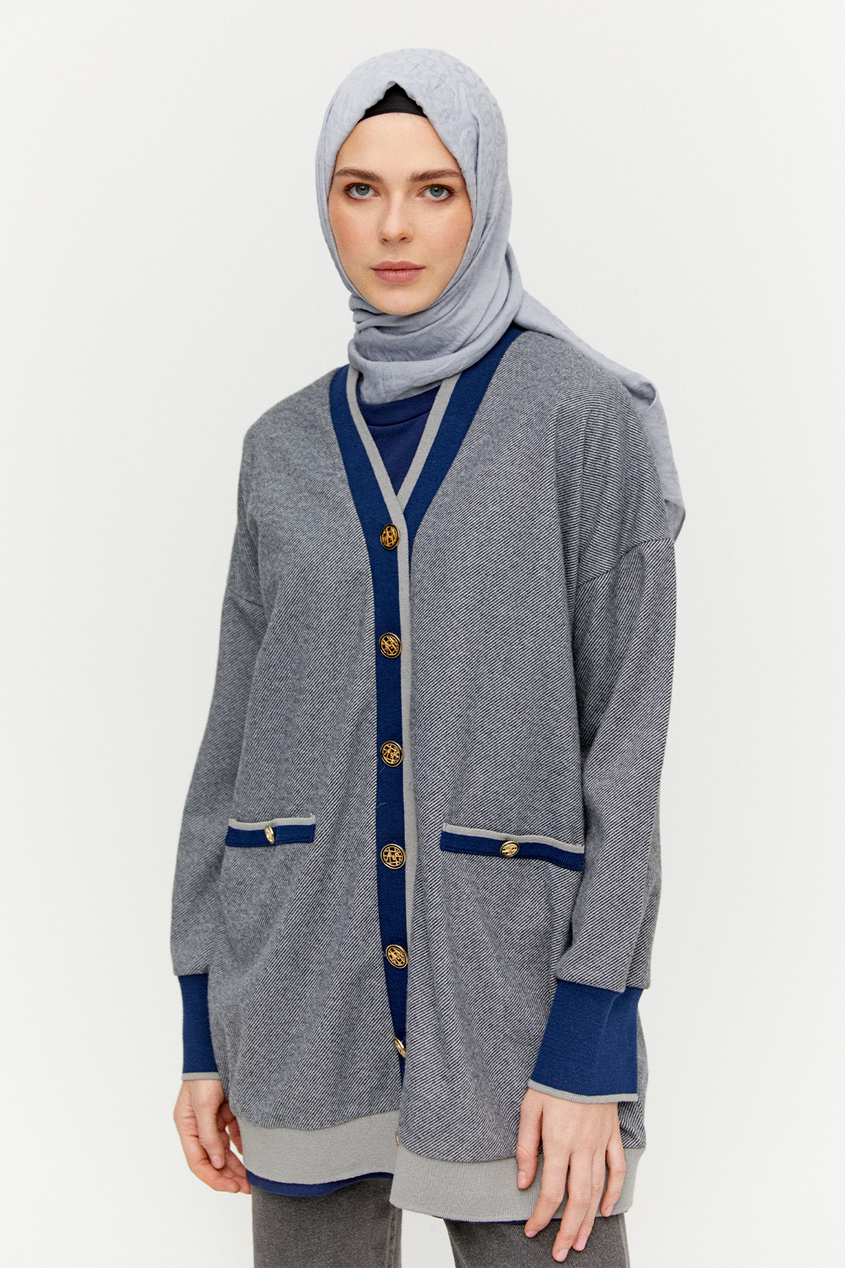 Düğme Detaylı Ribanalı Hırka