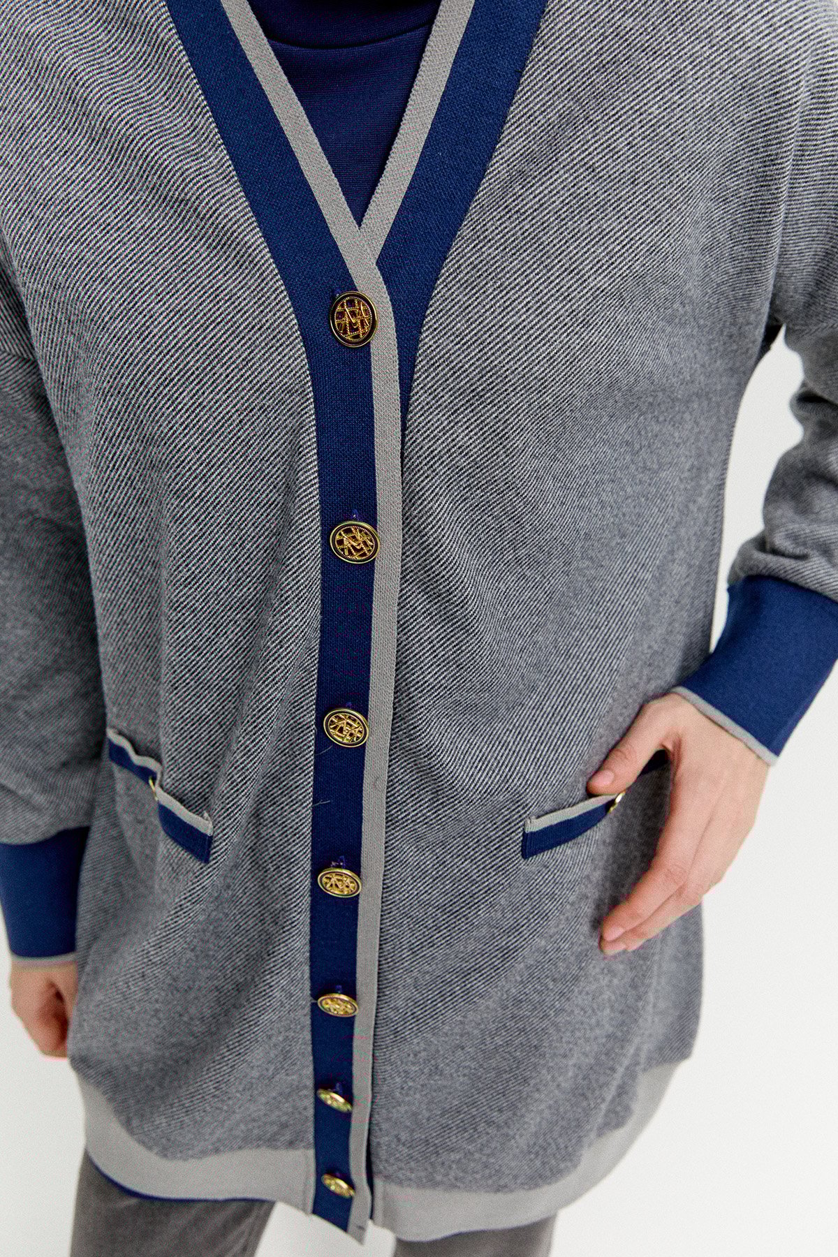 Düğme Detaylı Ribanalı Hırka