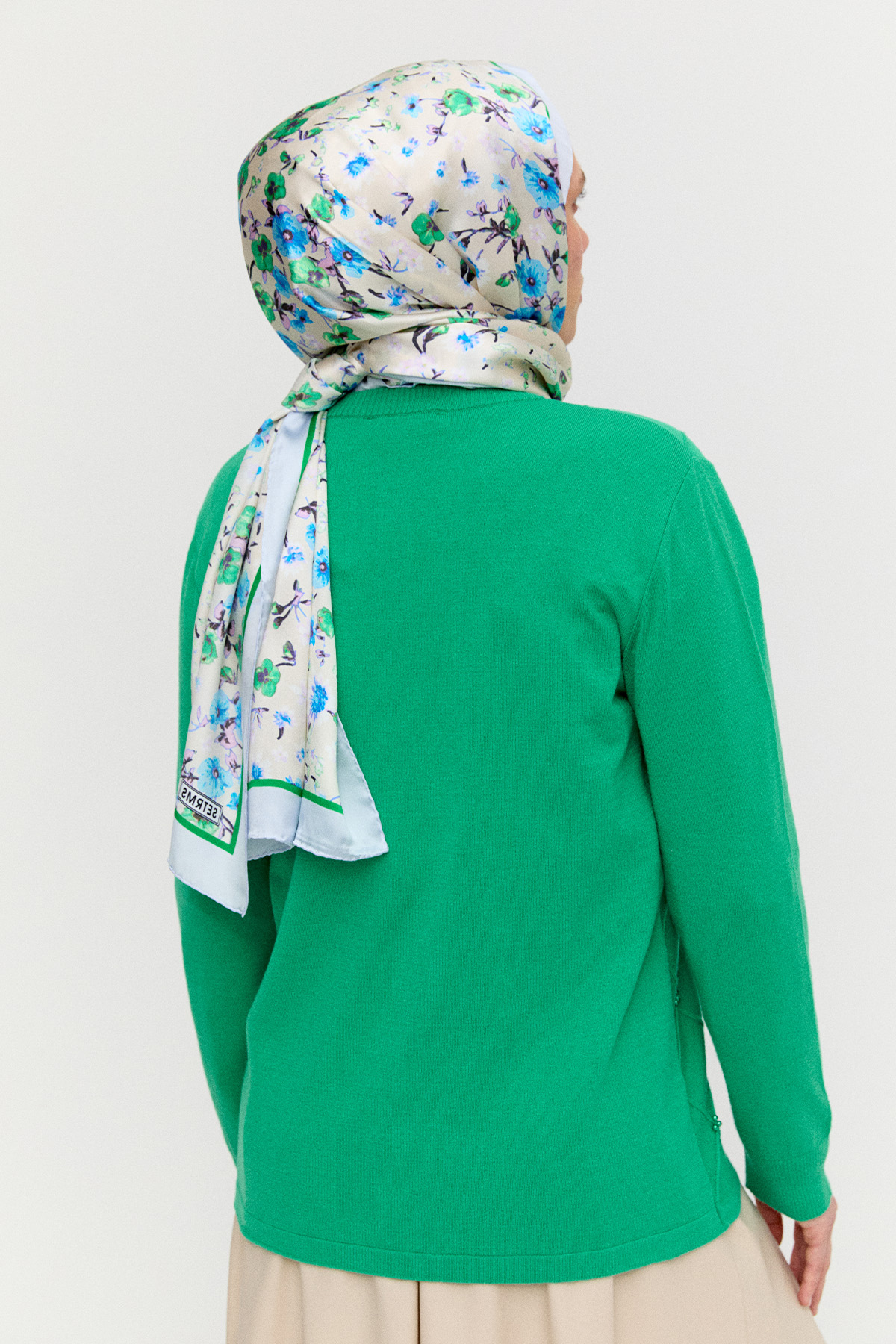 Baklava Desenli Taş Detaylı Triko Hırka, Tesettür Giyim