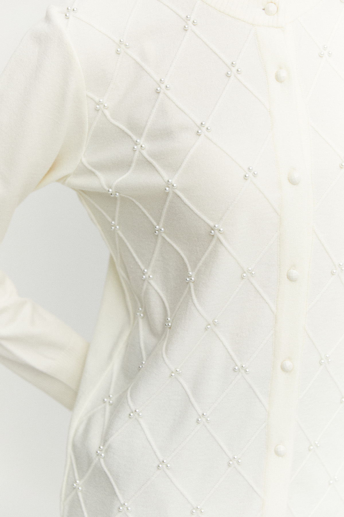 Baklava Desenli Taş Detaylı Triko Hırka