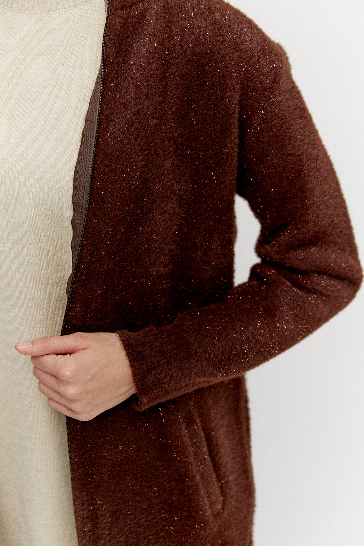 Sim Detaylı Ribanalı Triko Hırka