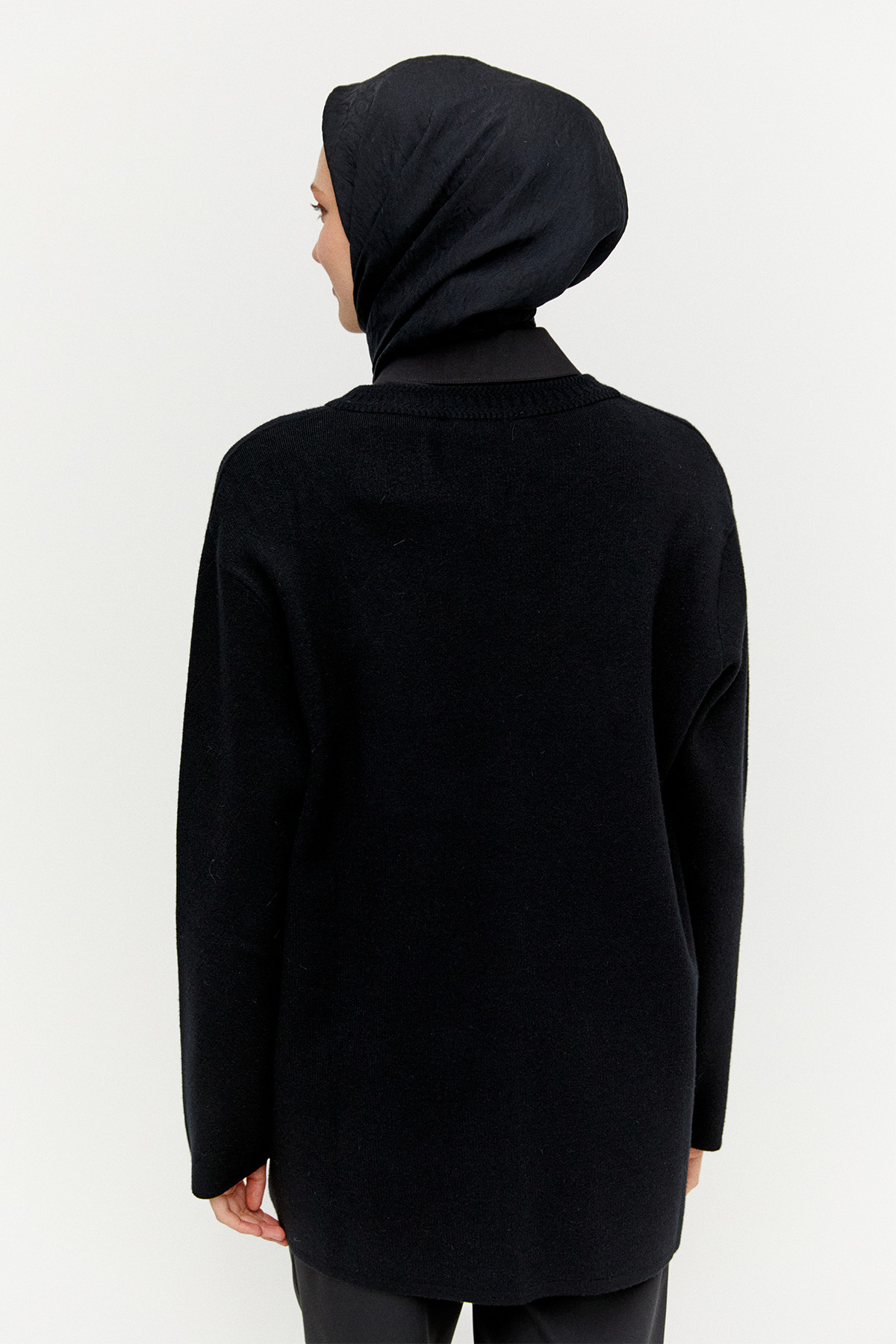 Agraf Kopçalı Baklava Desenli Triko Hırka