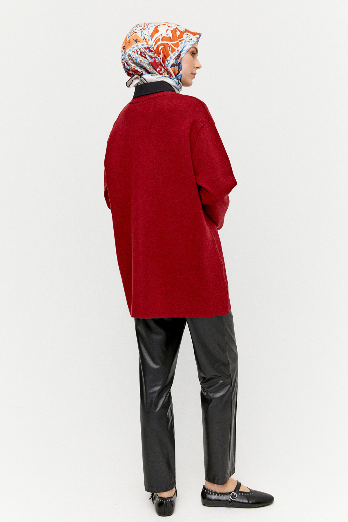 Agraf Kopçalı Baklava Desenli Triko Hırka