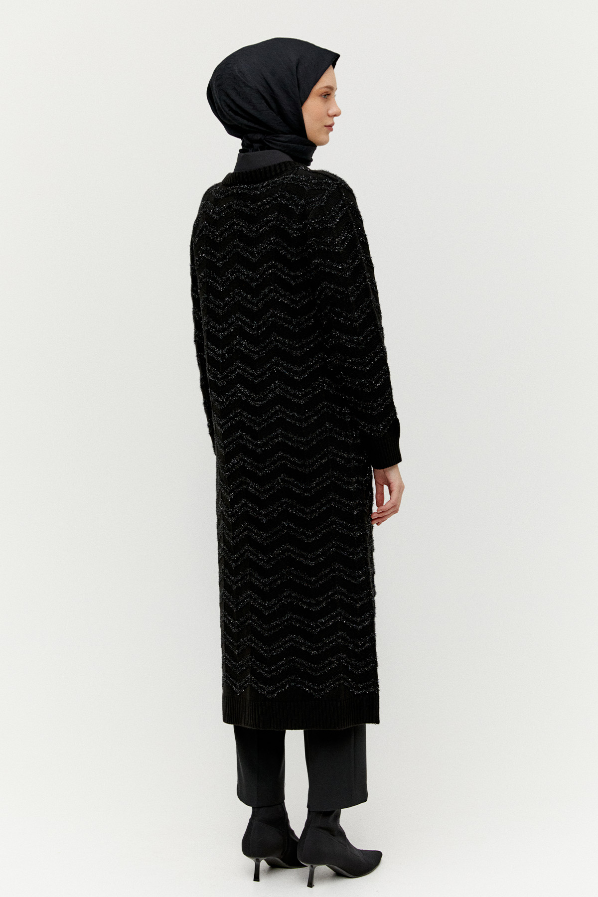 Simli Uzun Triko Hırka