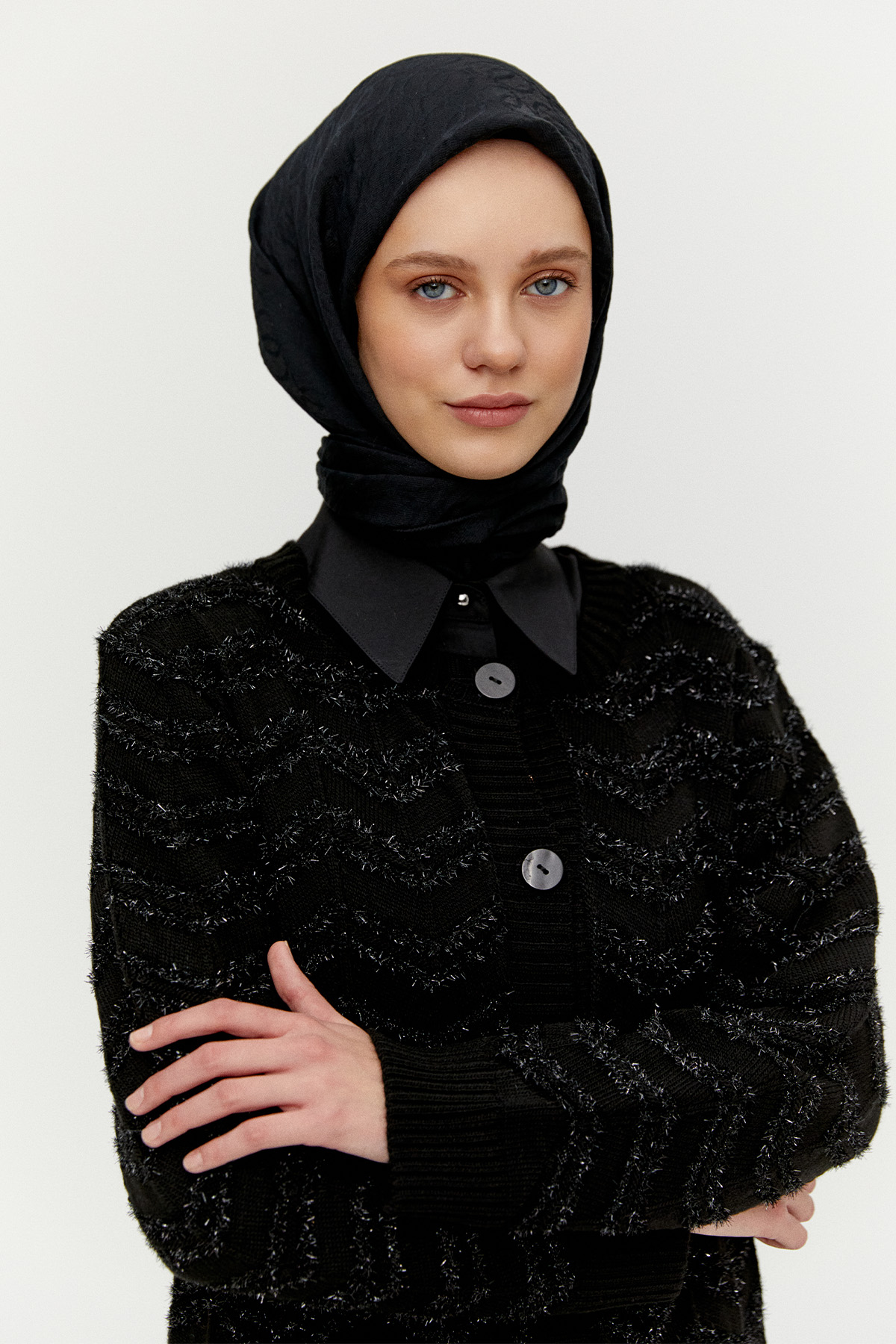 Simli Uzun Triko Hırka