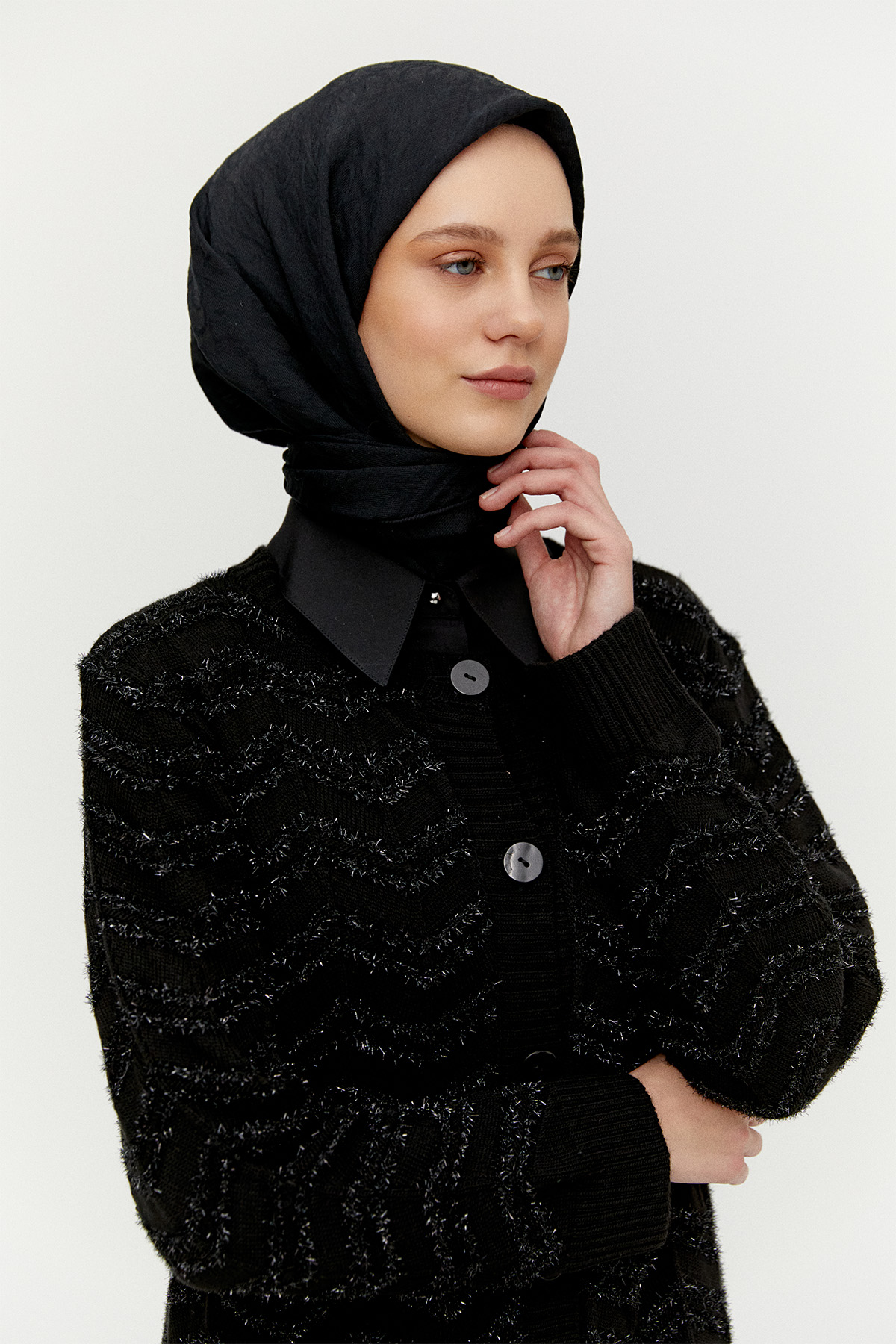 Simli Uzun Triko Hırka