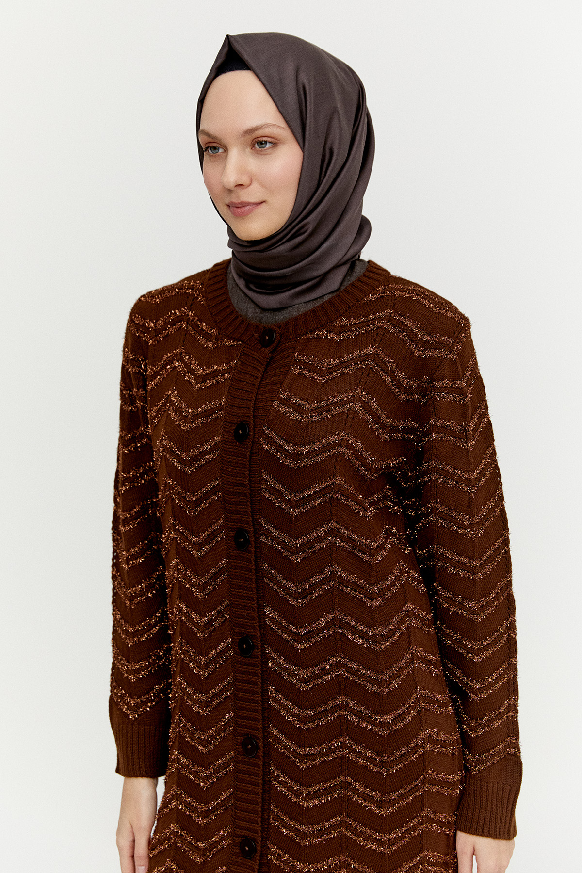 Simli Uzun Triko Hırka