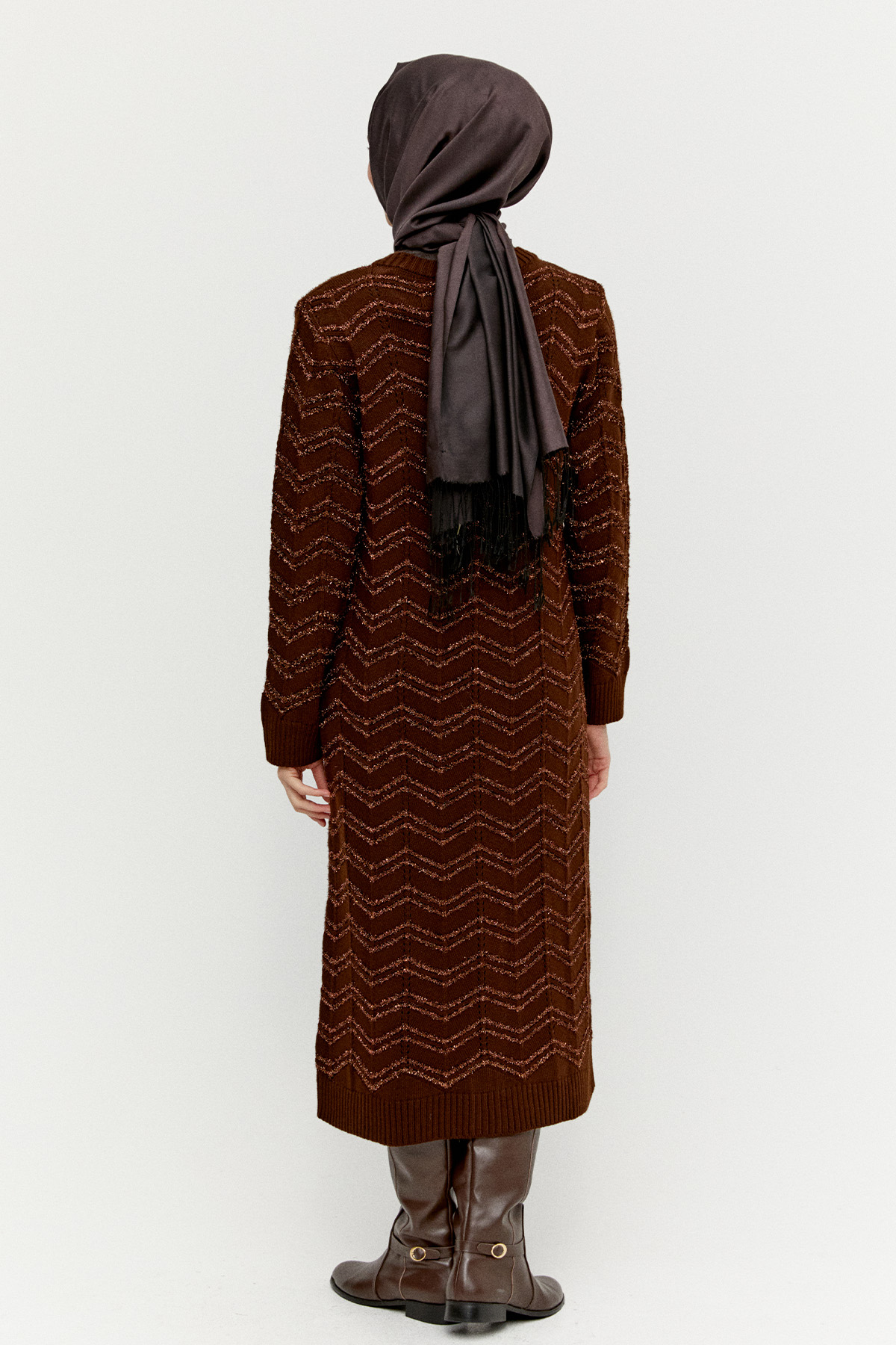 Simli Uzun Triko Hırka