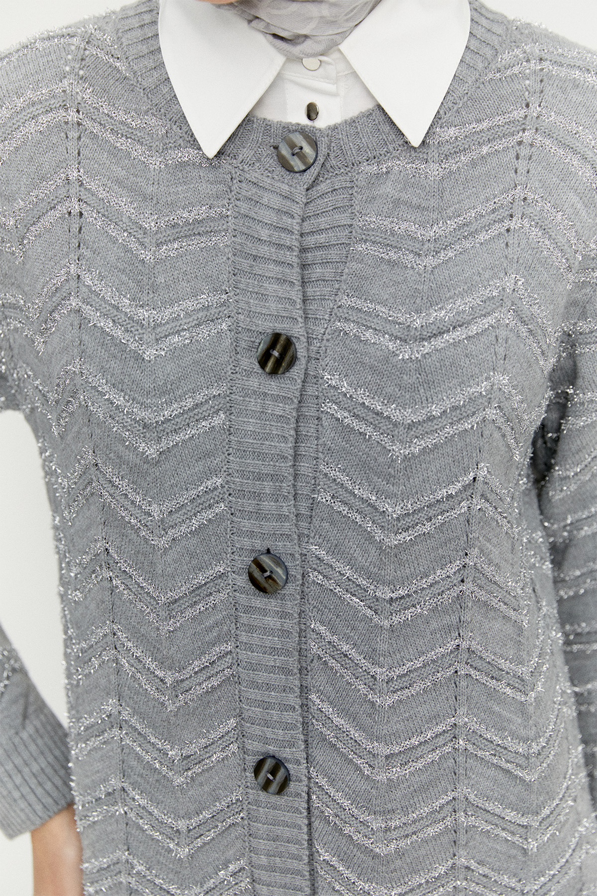 Simli Uzun Triko Hırka