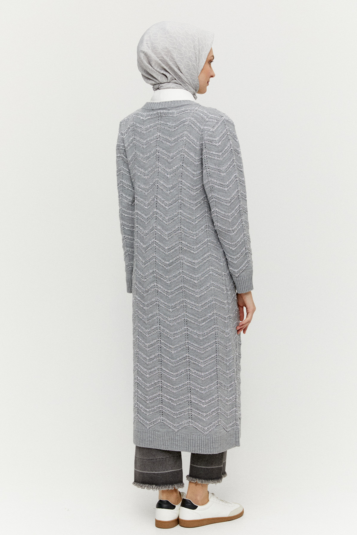 Simli Uzun Triko Hırka