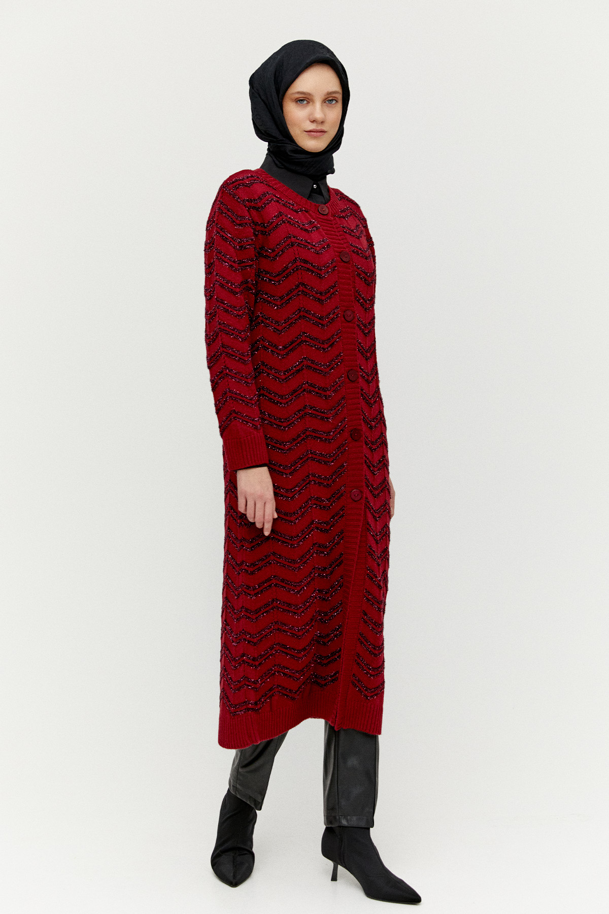 Simli Uzun Triko Hırka