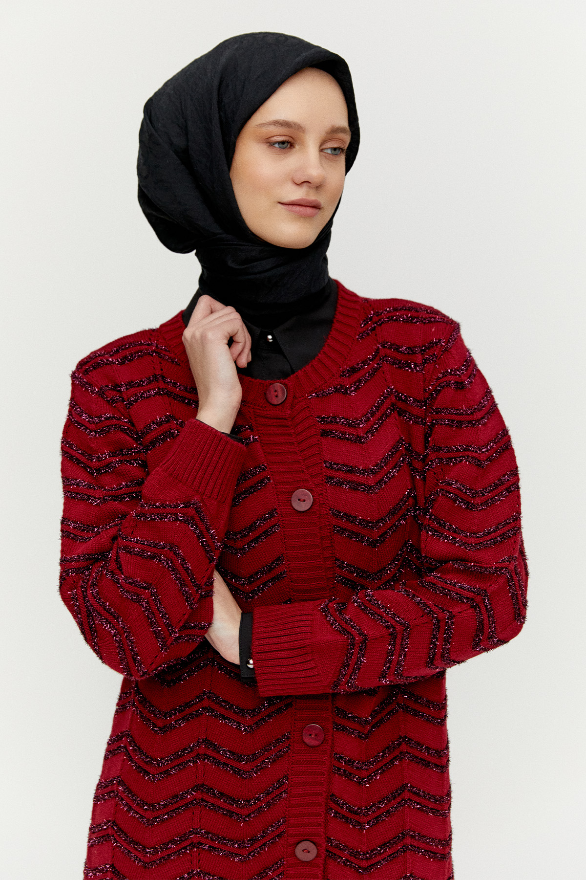 Simli Uzun Triko Hırka