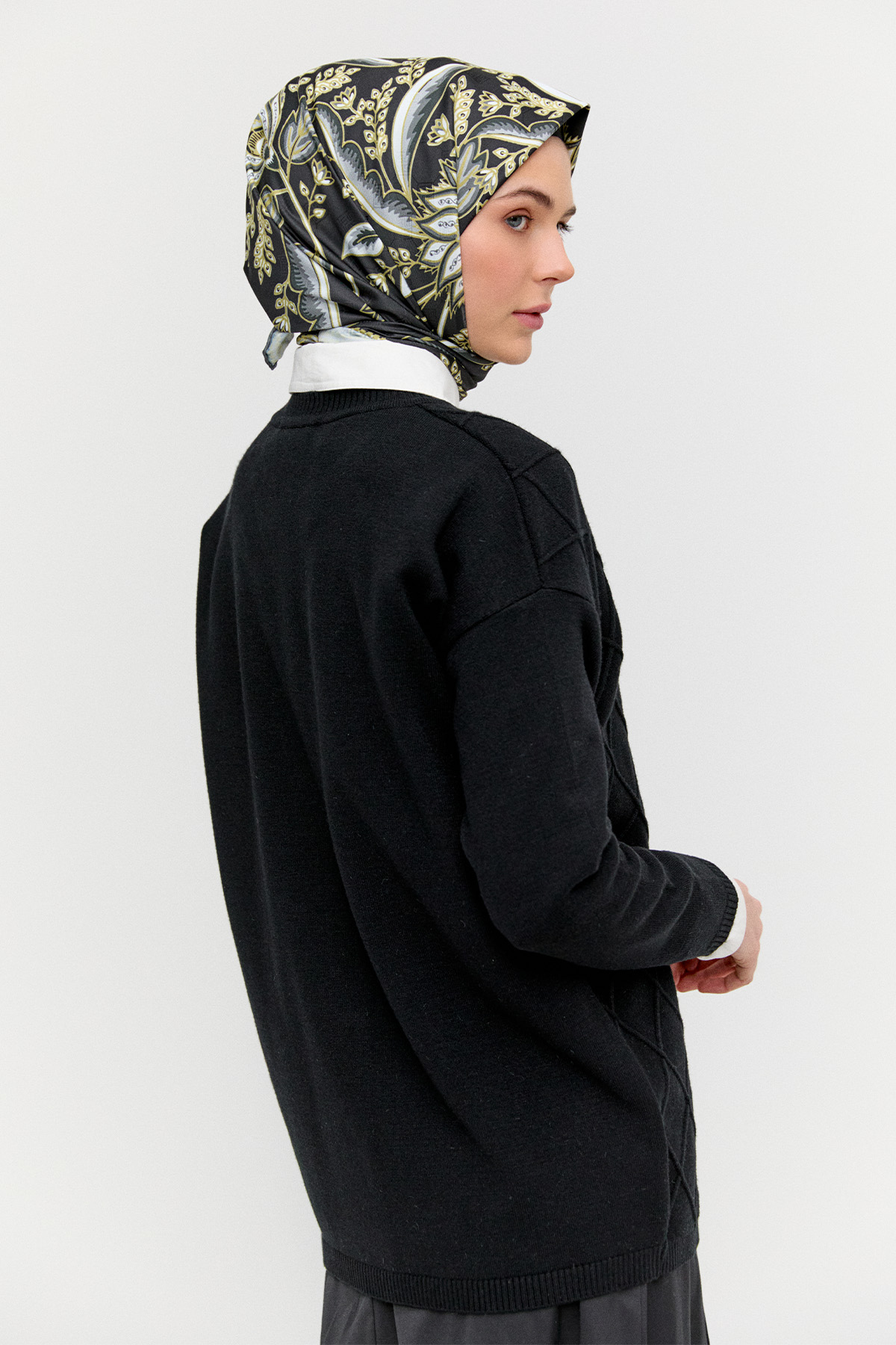 Baklava Desenli Triko Hırka, Tesettür Giyim