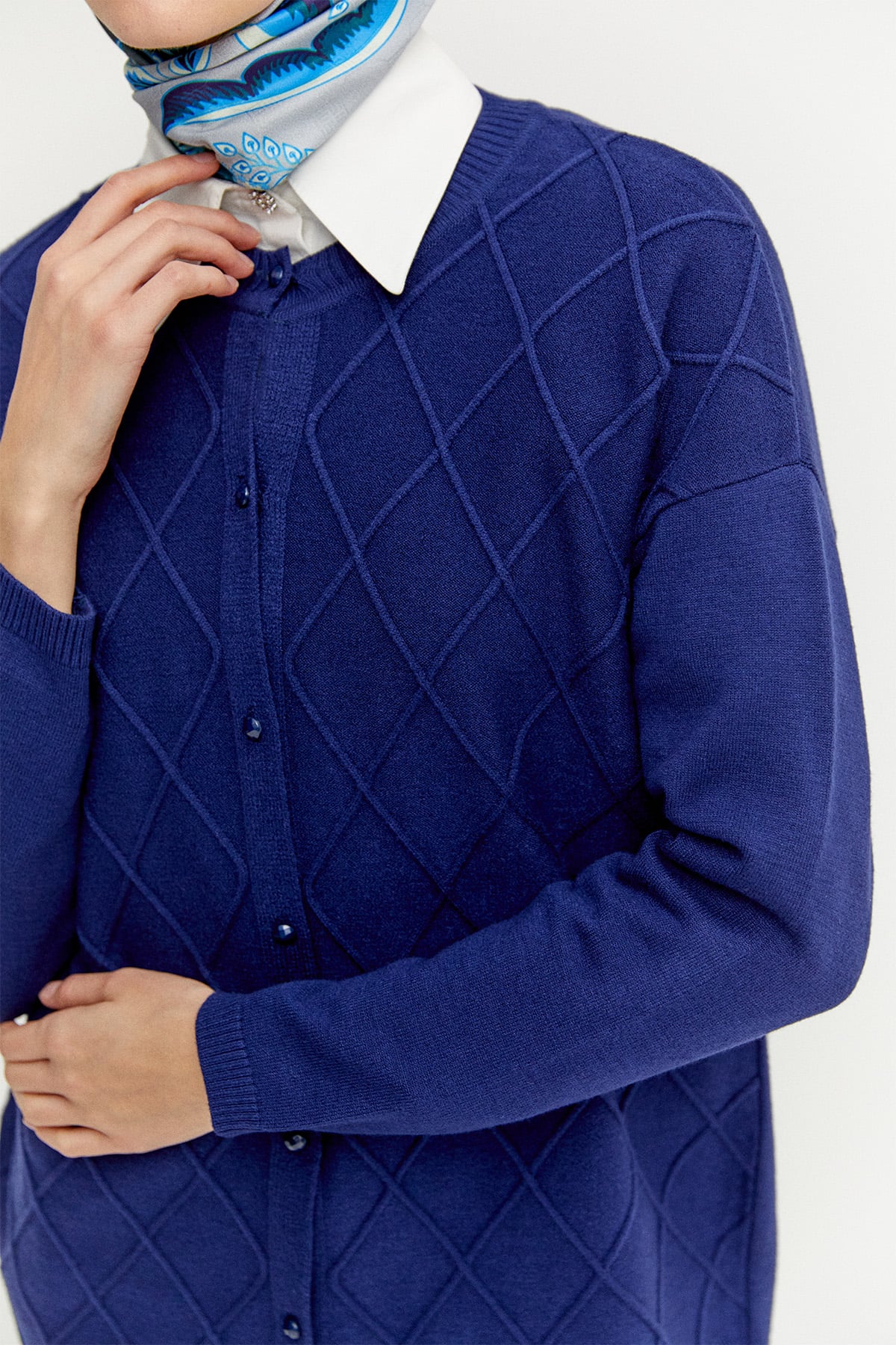 Baklava Desenli Triko Hırka, Tesettür Giyim