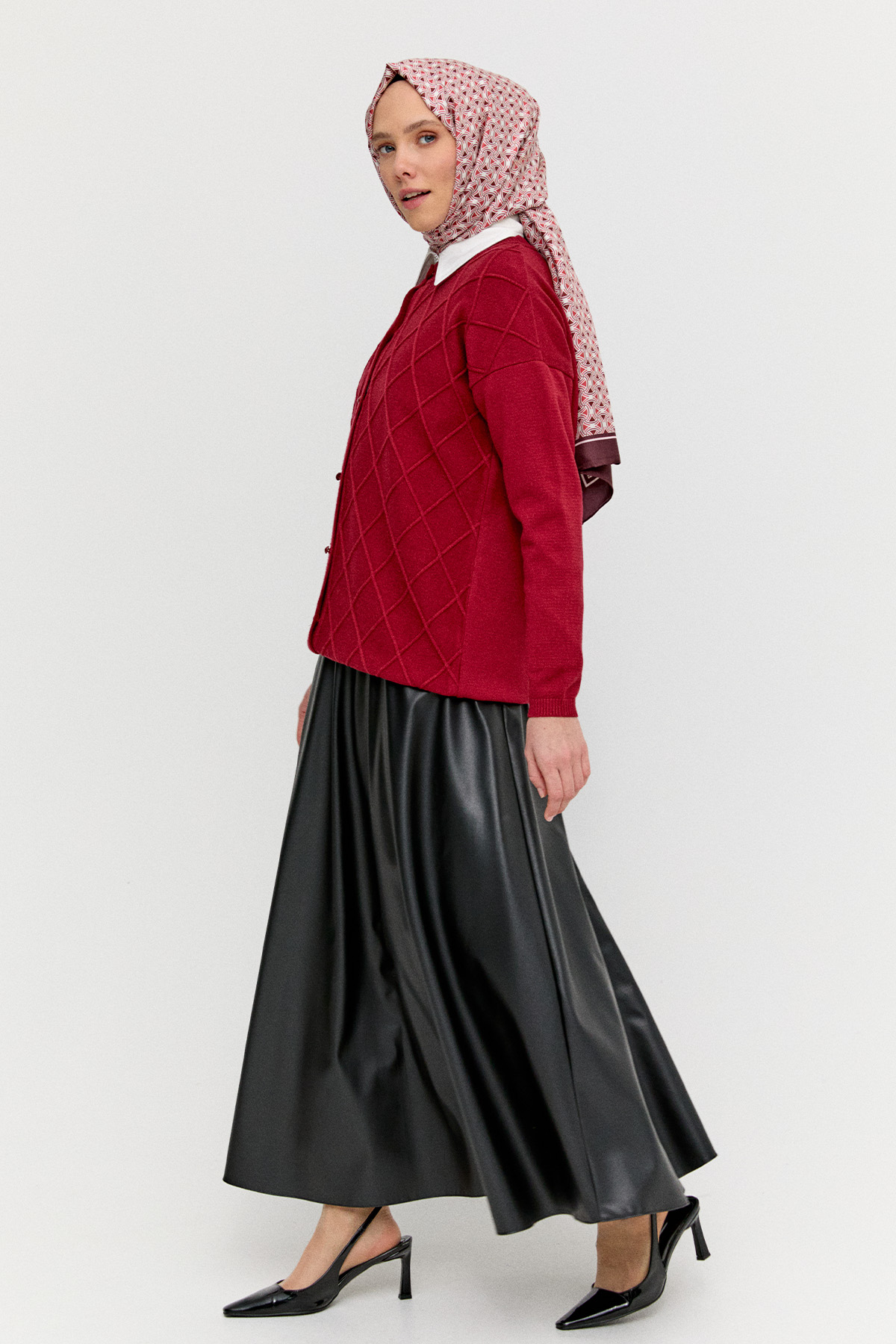 Baklava Desenli Triko Hırka, Tesettür Giyim