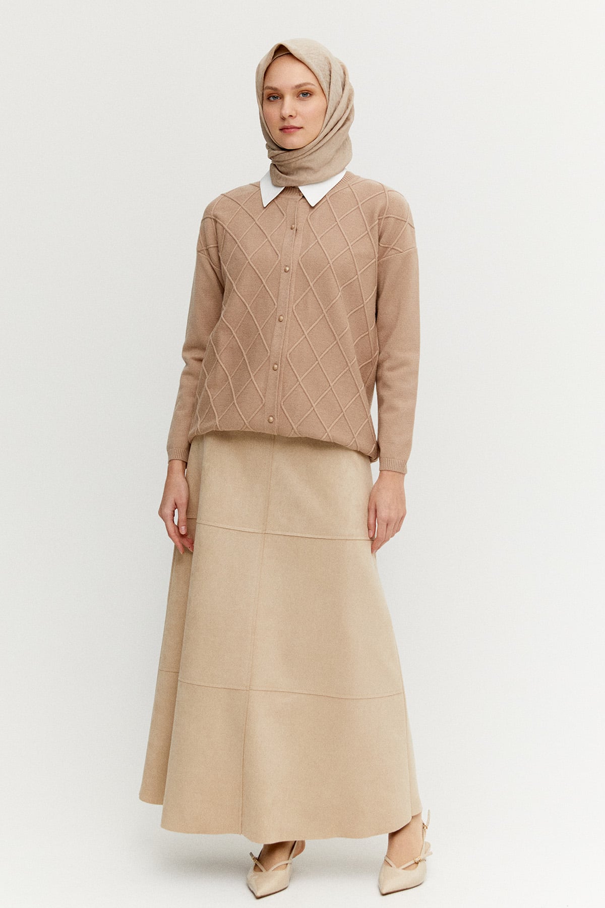 Baklava Desenli Triko Hırka, Tesettür Giyim