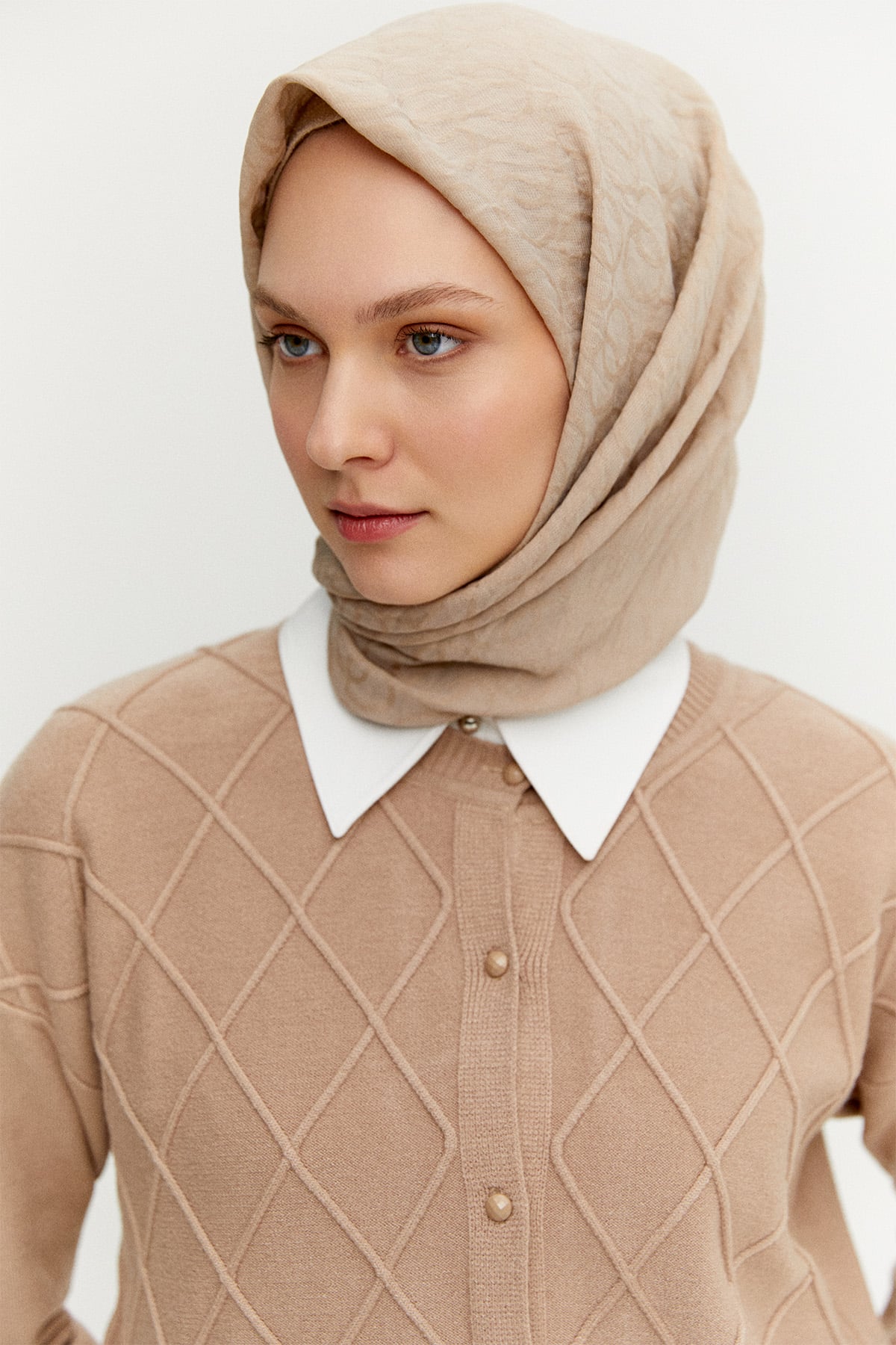 Baklava Desenli Triko Hırka, Tesettür Giyim