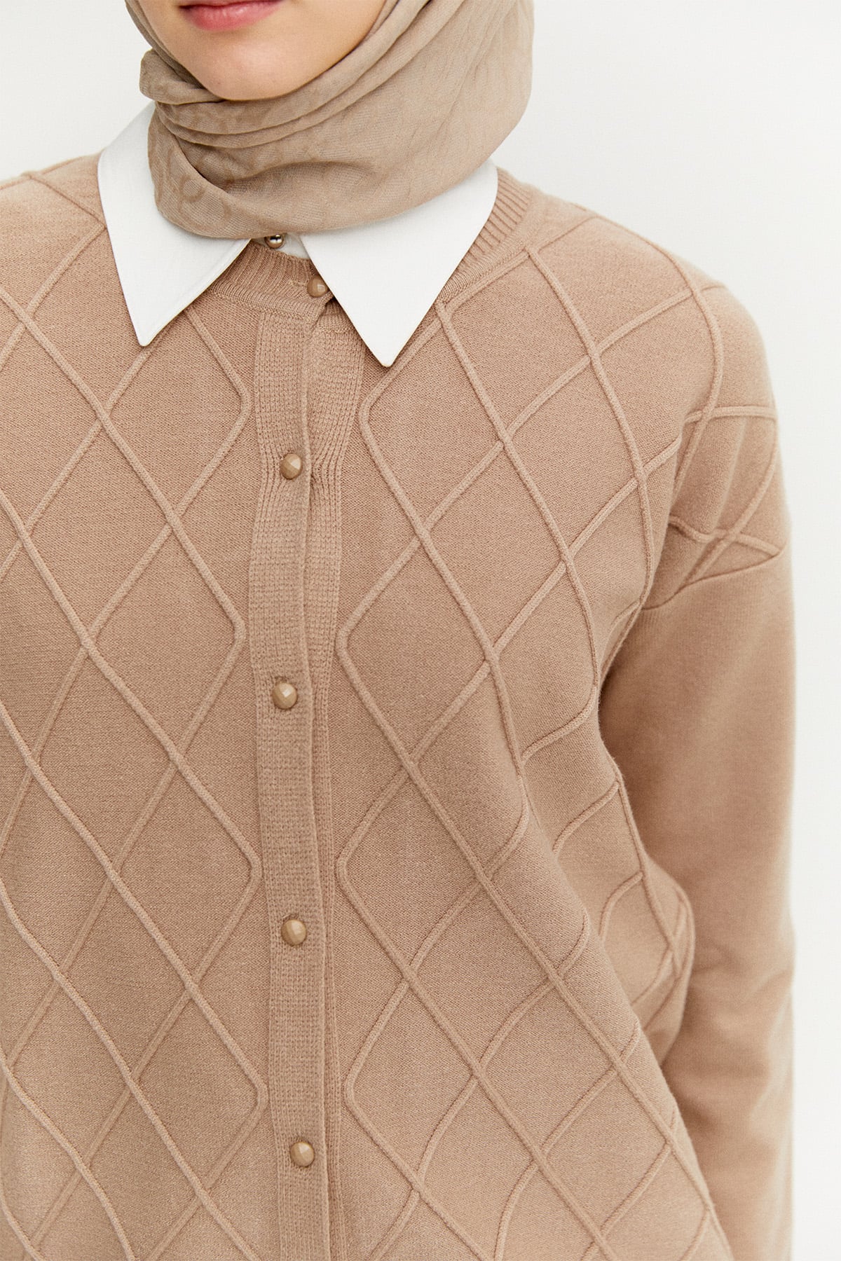 Baklava Desenli Triko Hırka, Tesettür Giyim